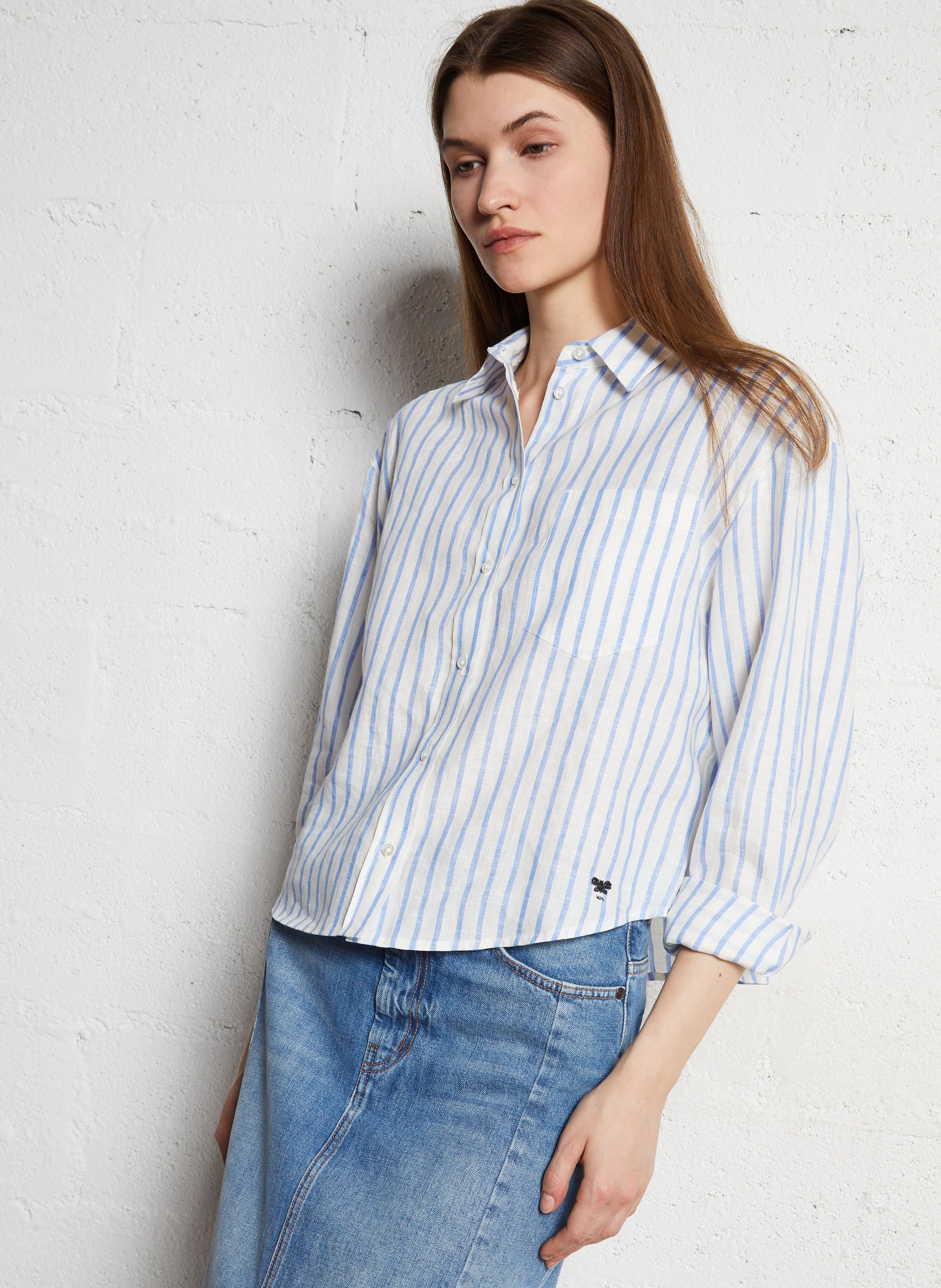 Chemise col classique rayée en lin MAX MARA WEEK END