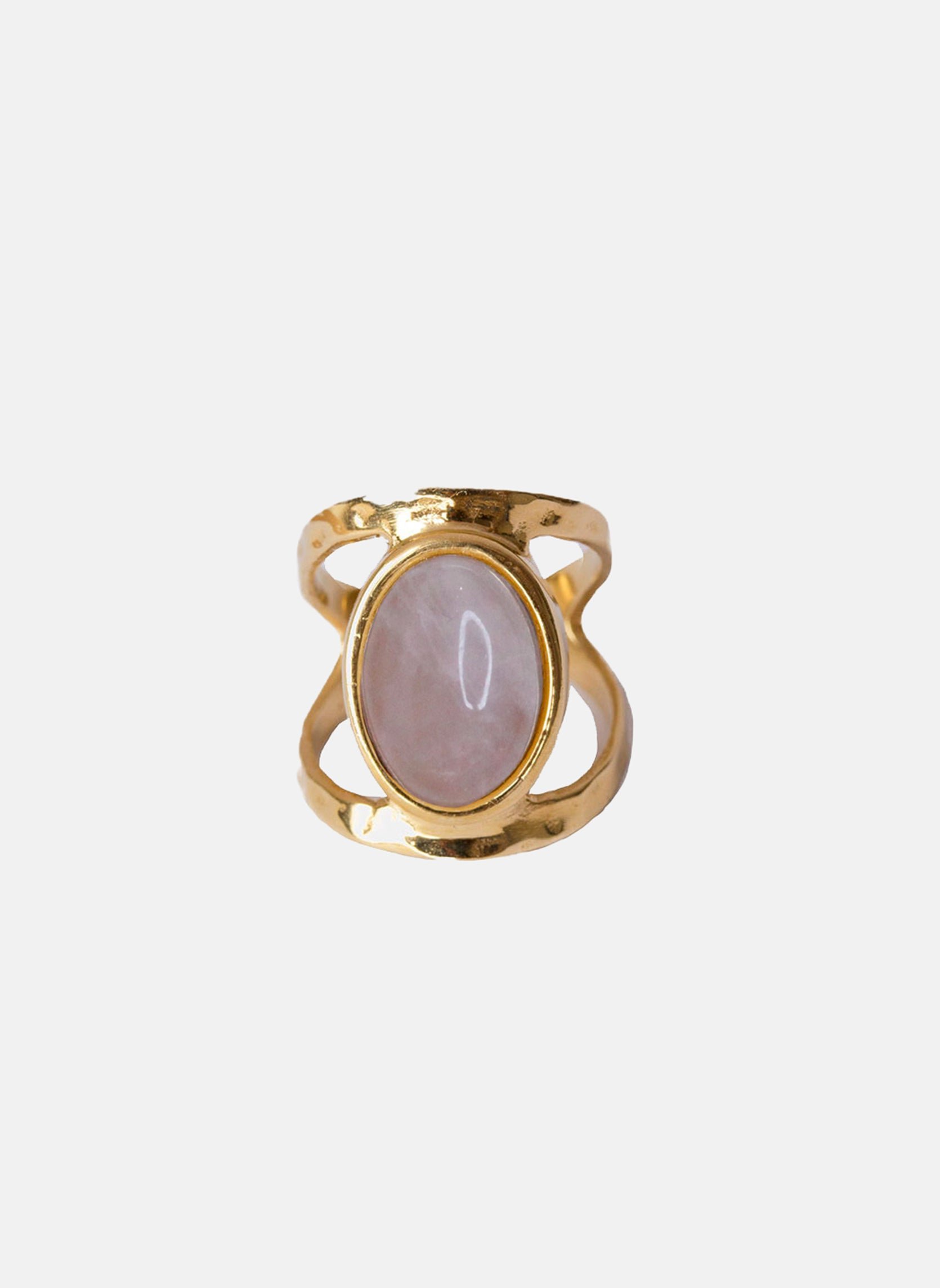 Wide peace ring PEACE Quartz rose