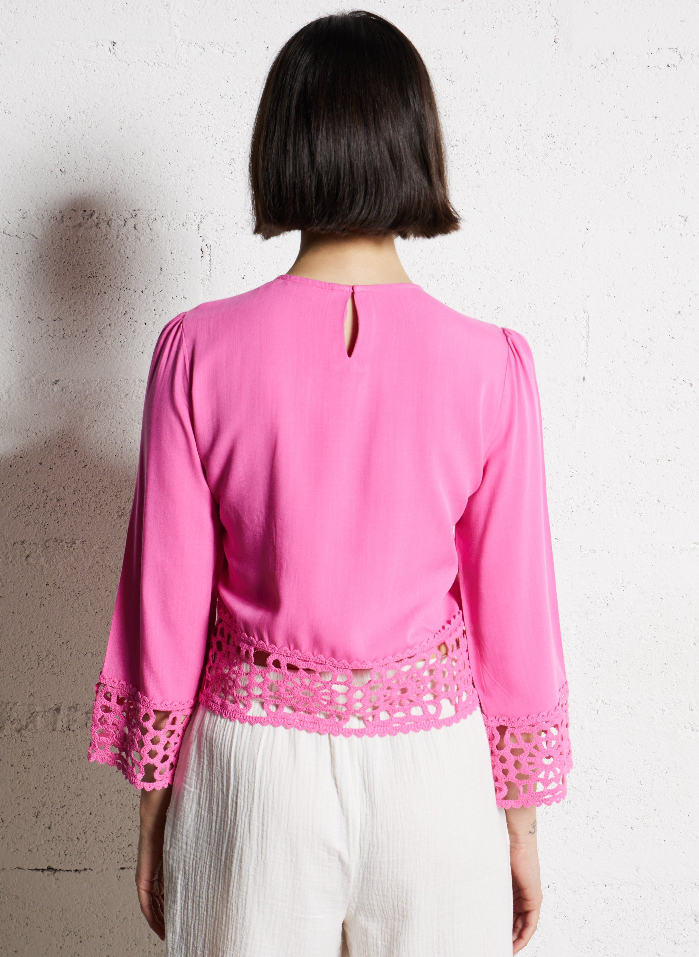 Blouse met ronde hals Roze