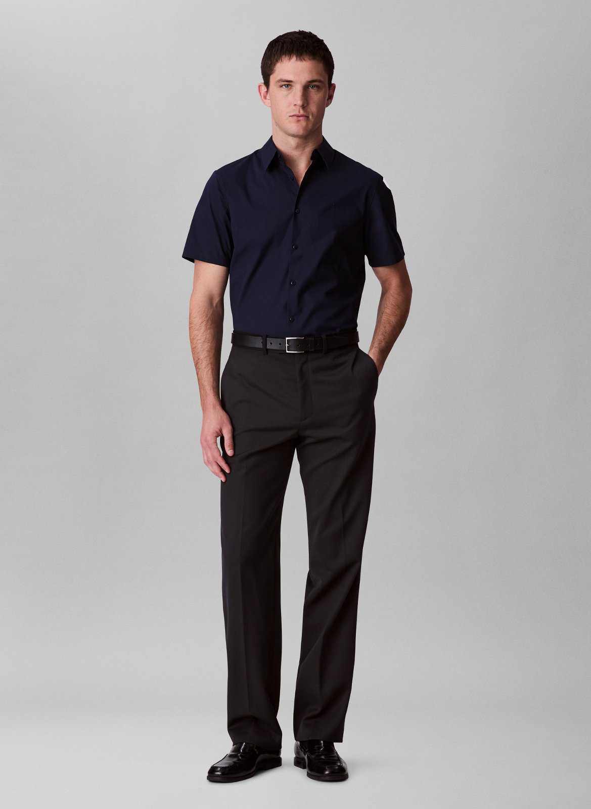 Cotton-mix slim-fit shirt CALVIN KLEIN Blue