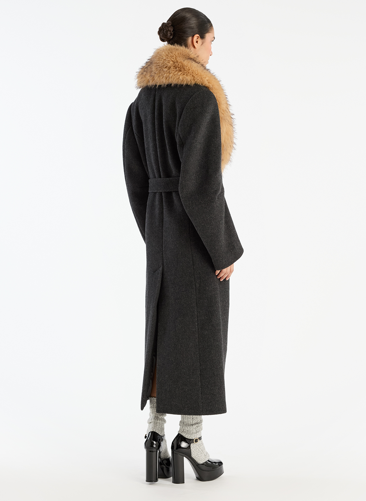 Straight coat with notched lapel in blended recycled wool ROTATE Multicolored
