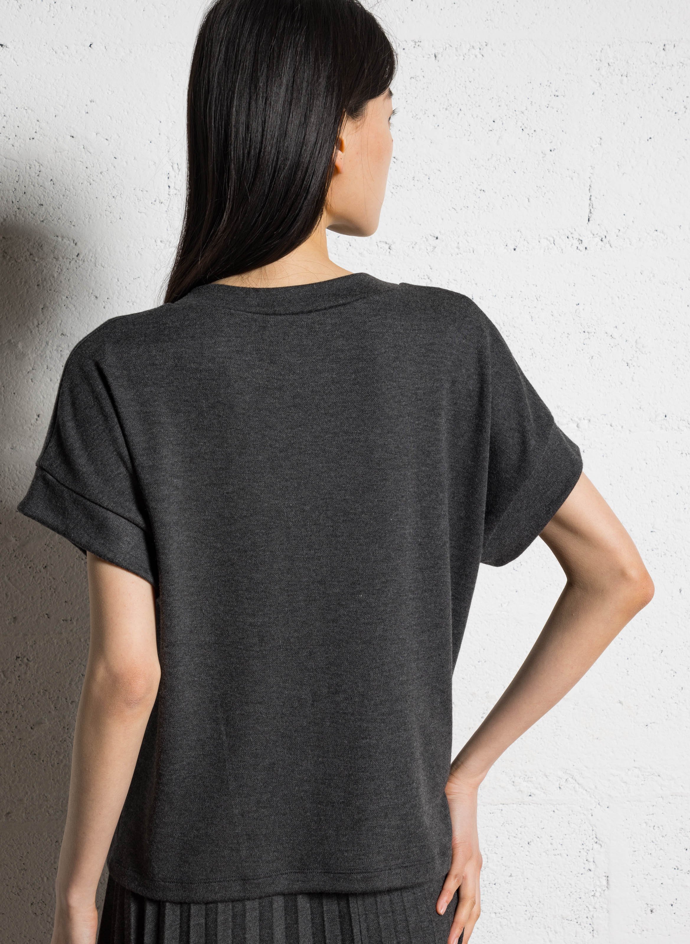 Tee-shirt droit à broderie poitrine I CODE Gris