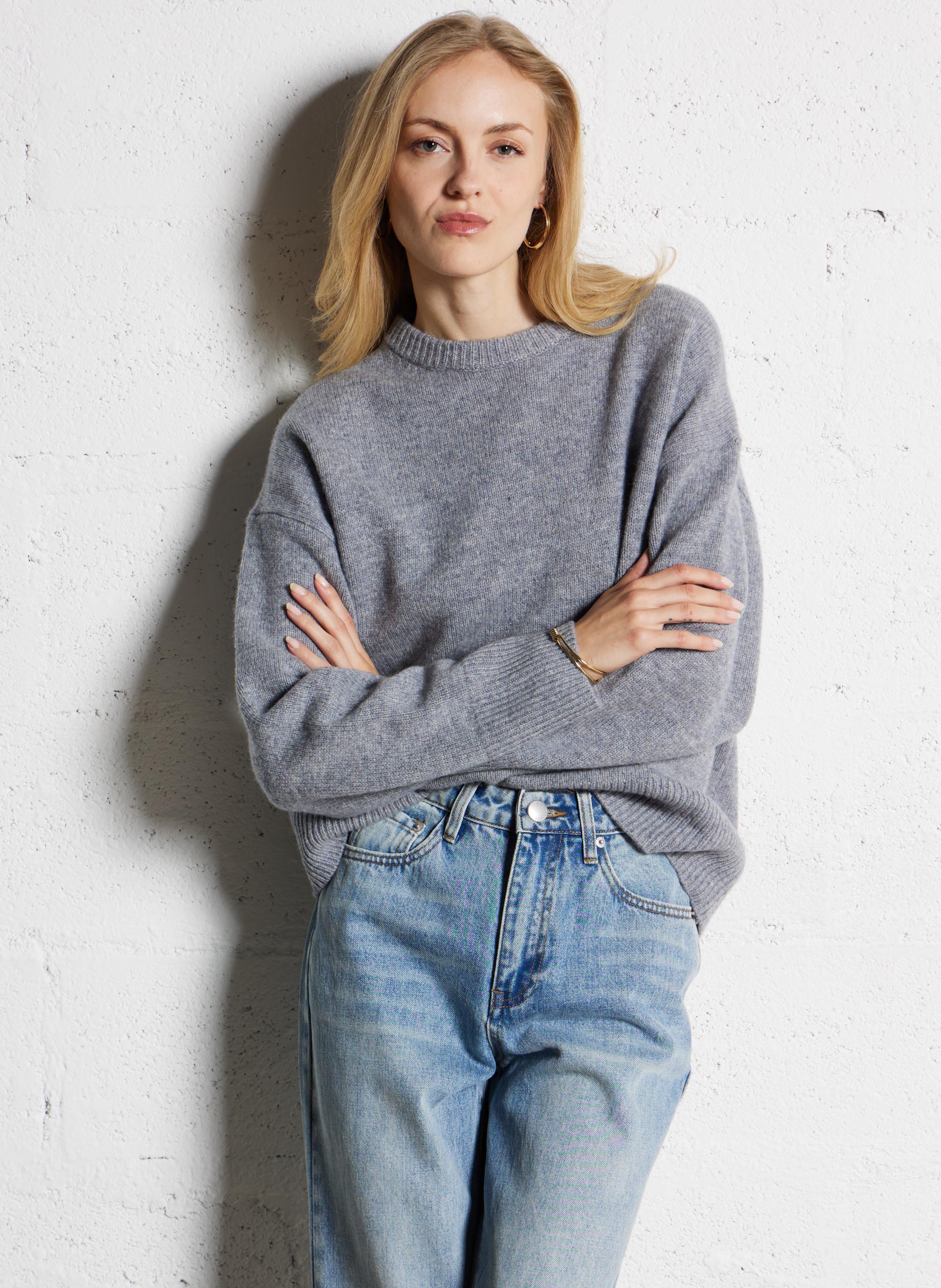 Pull droit col rond en laine SUNCOO Gris