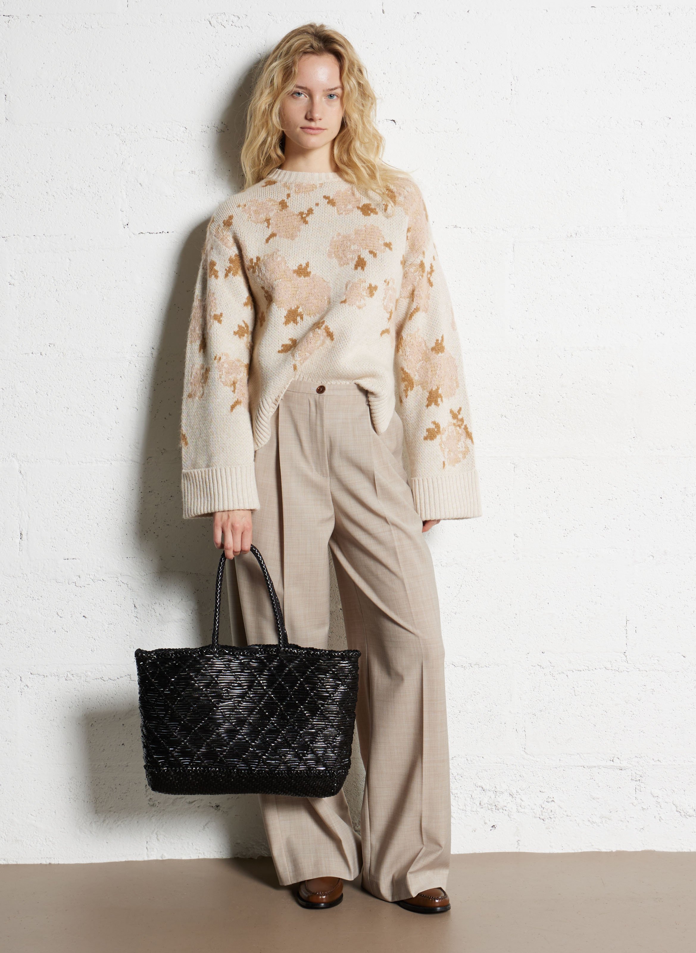 Panier tissé en cuir DRAGON DIFFUSION Noir