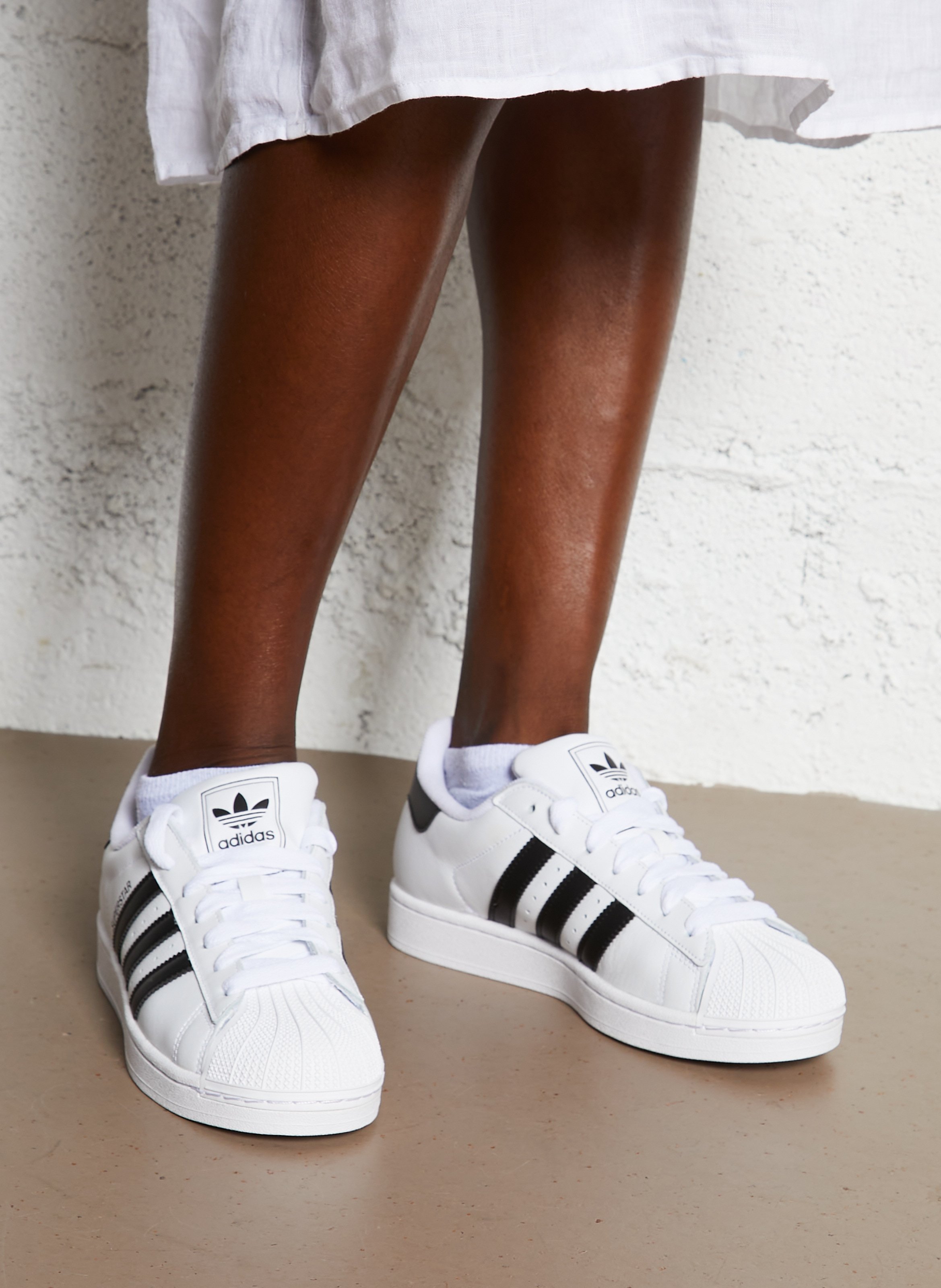 Contrasting leather-effect low-top sneakers ADIDAS White