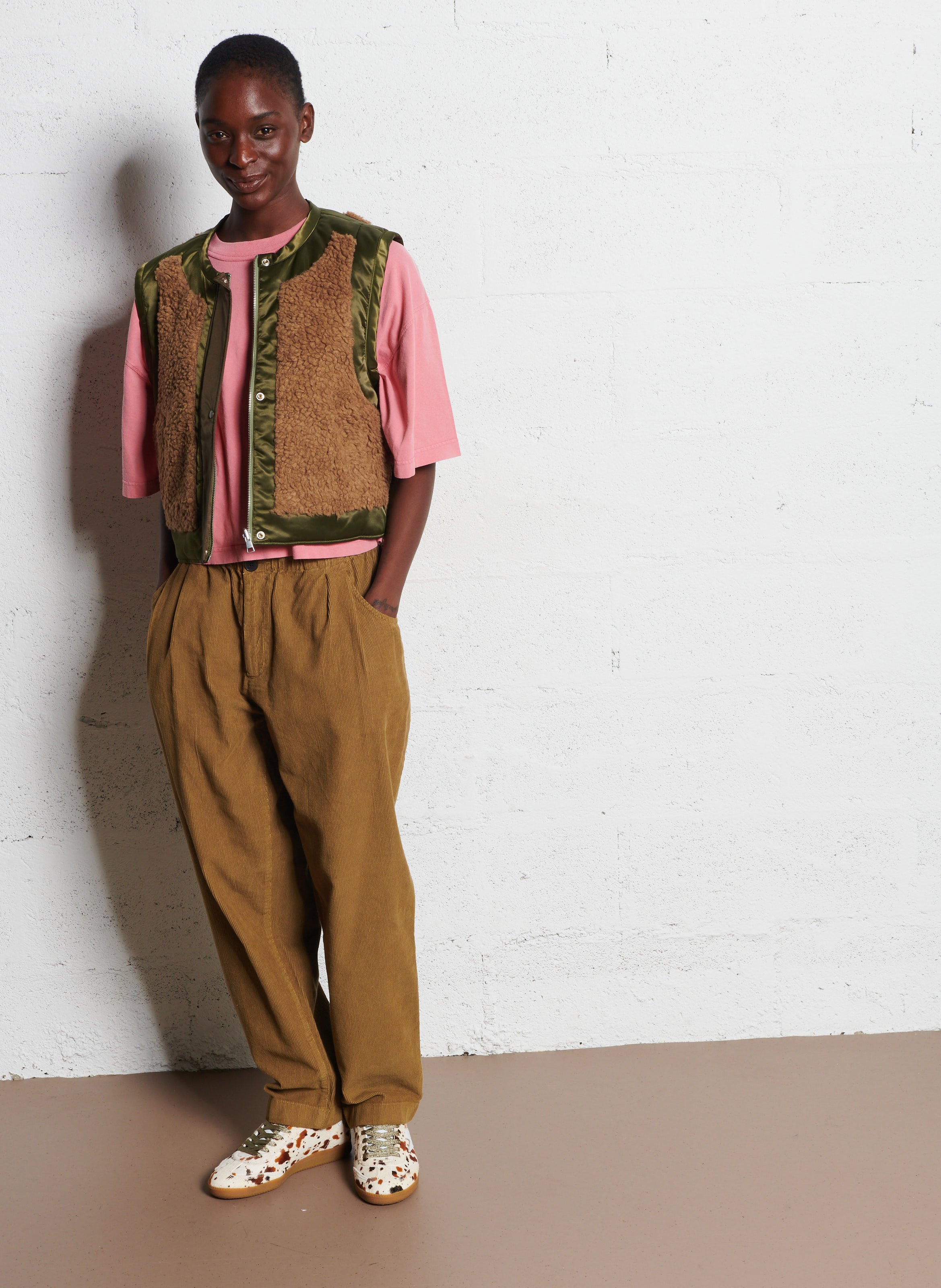 Jas met ronde hals en twee materialen BELLEROSE Grijs