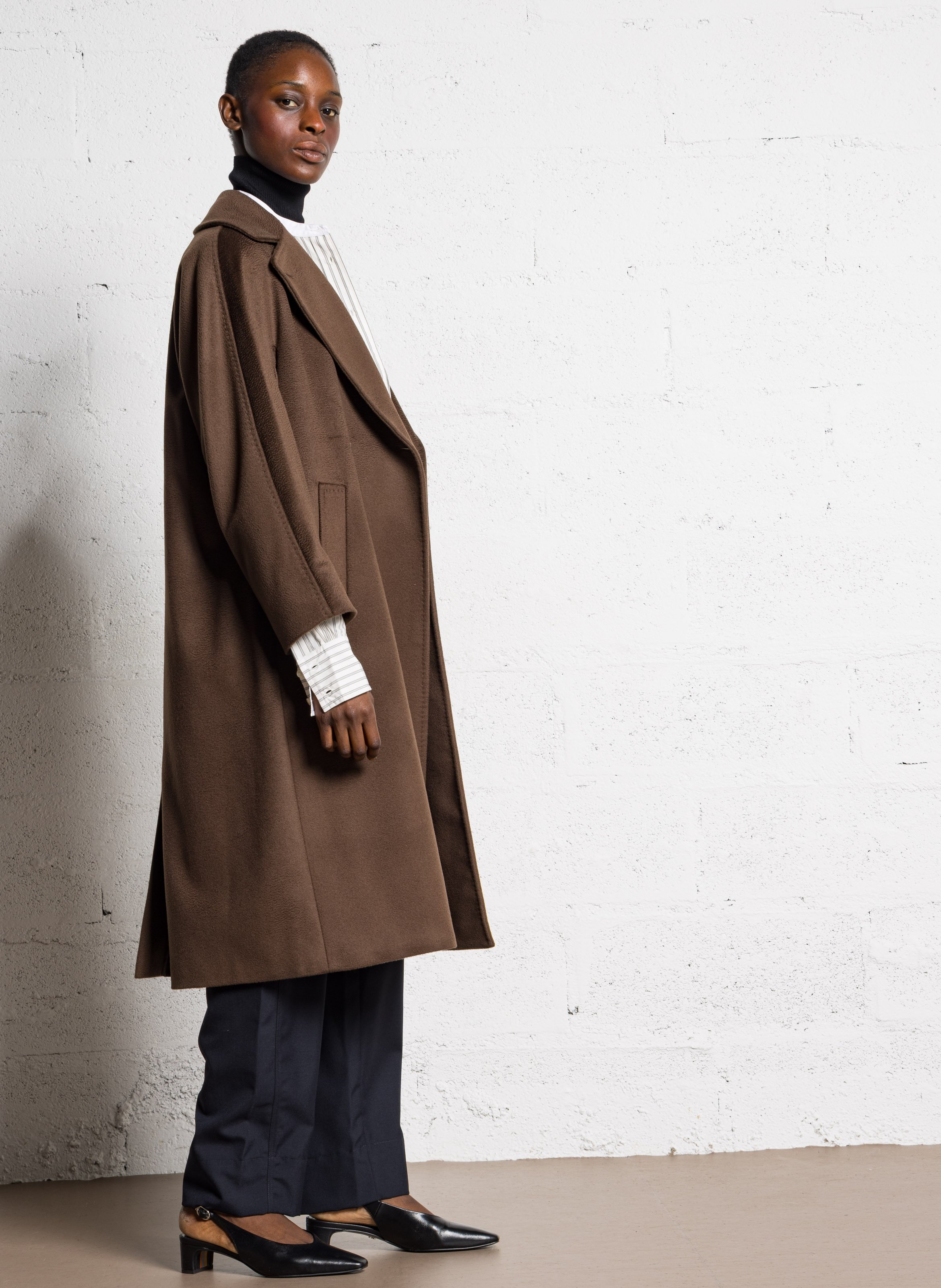 Manteau col tailleur en laine MAX MARA WEEK END Marron