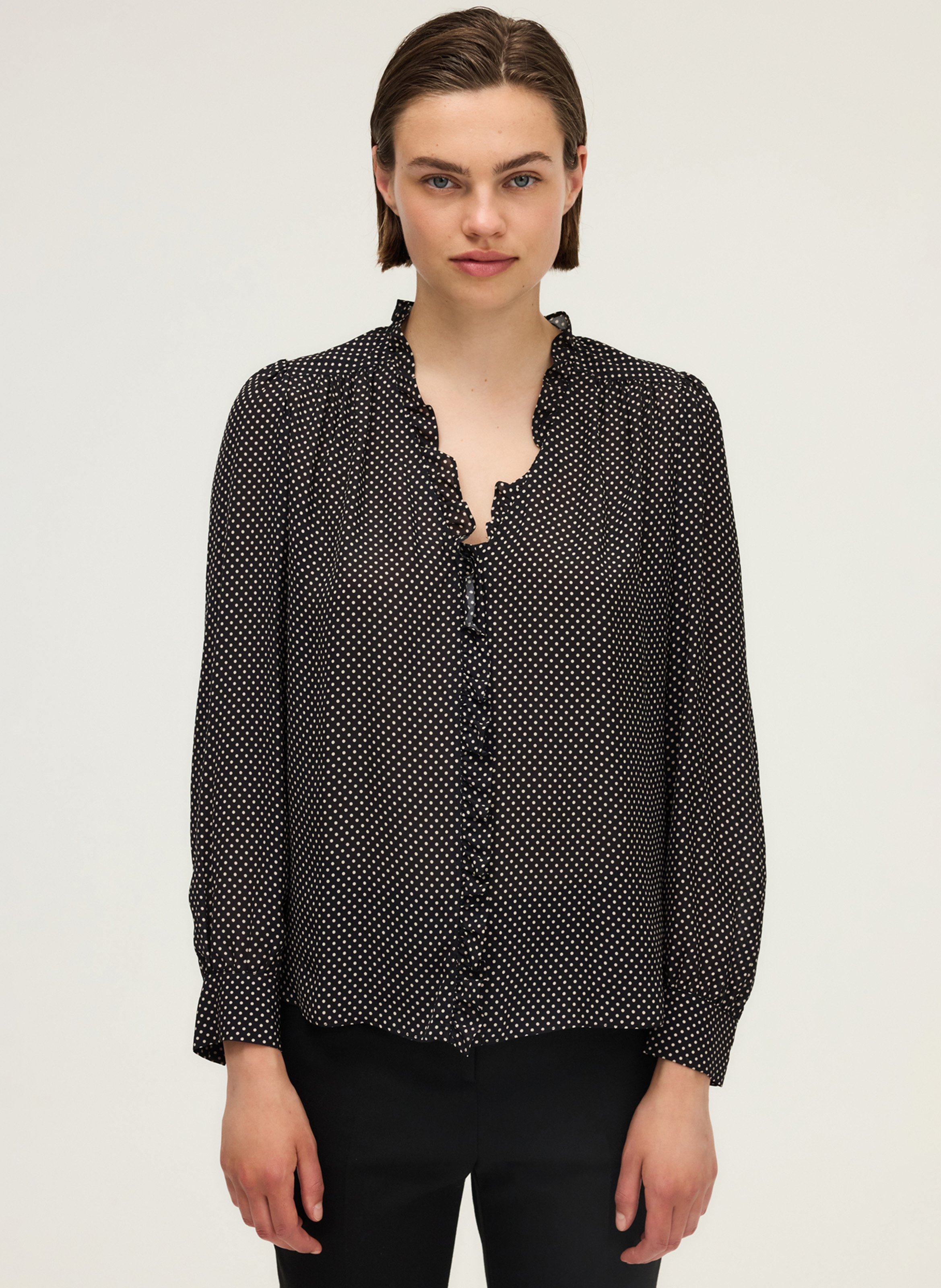 V-neck polka dot blouse PABLO Black