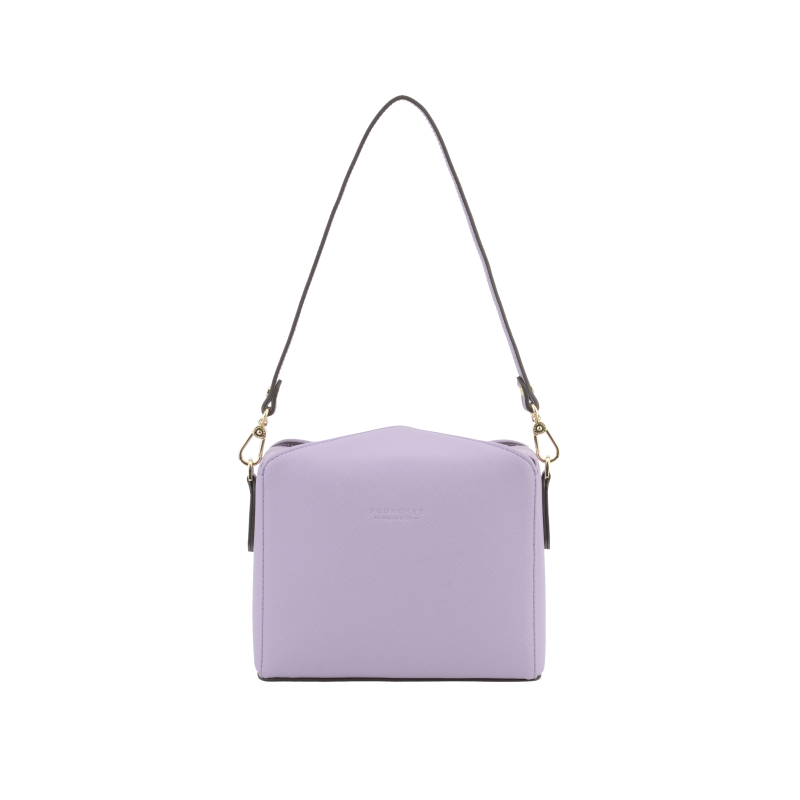 Shoulder bag - coated canvas trimmed with cowhide leather POURCHET Purple