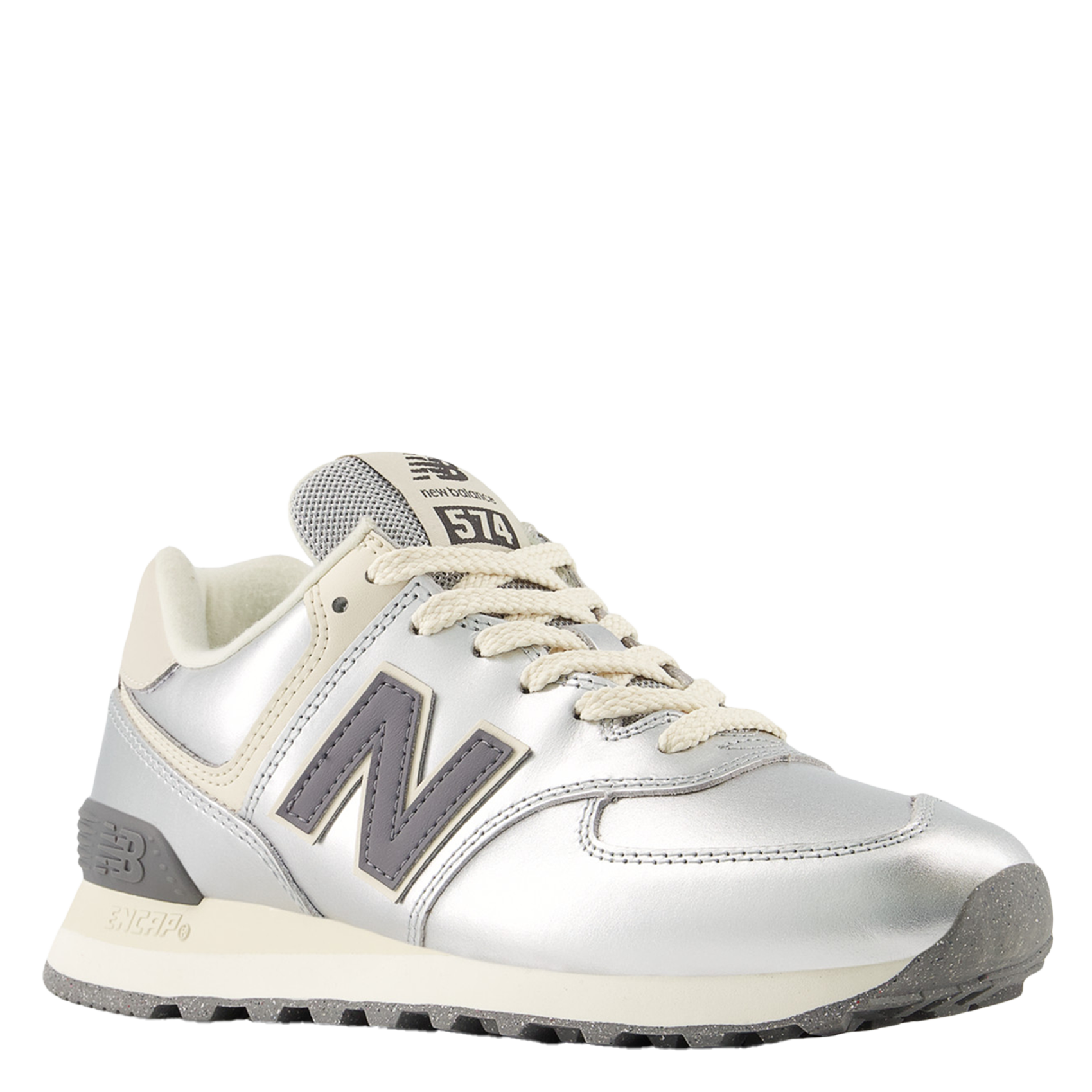 Low metallic mixed leather sneakers NEW BALANCE Silver