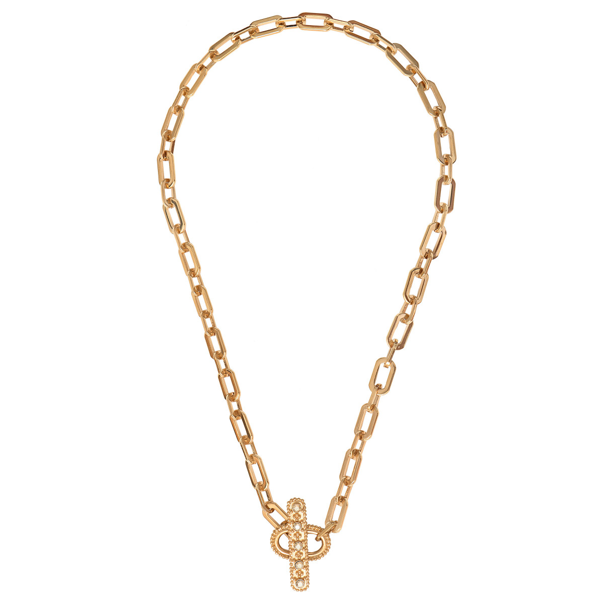 Metal chain necklace with crystal jewel clasp SATELLITE PARIS No Color