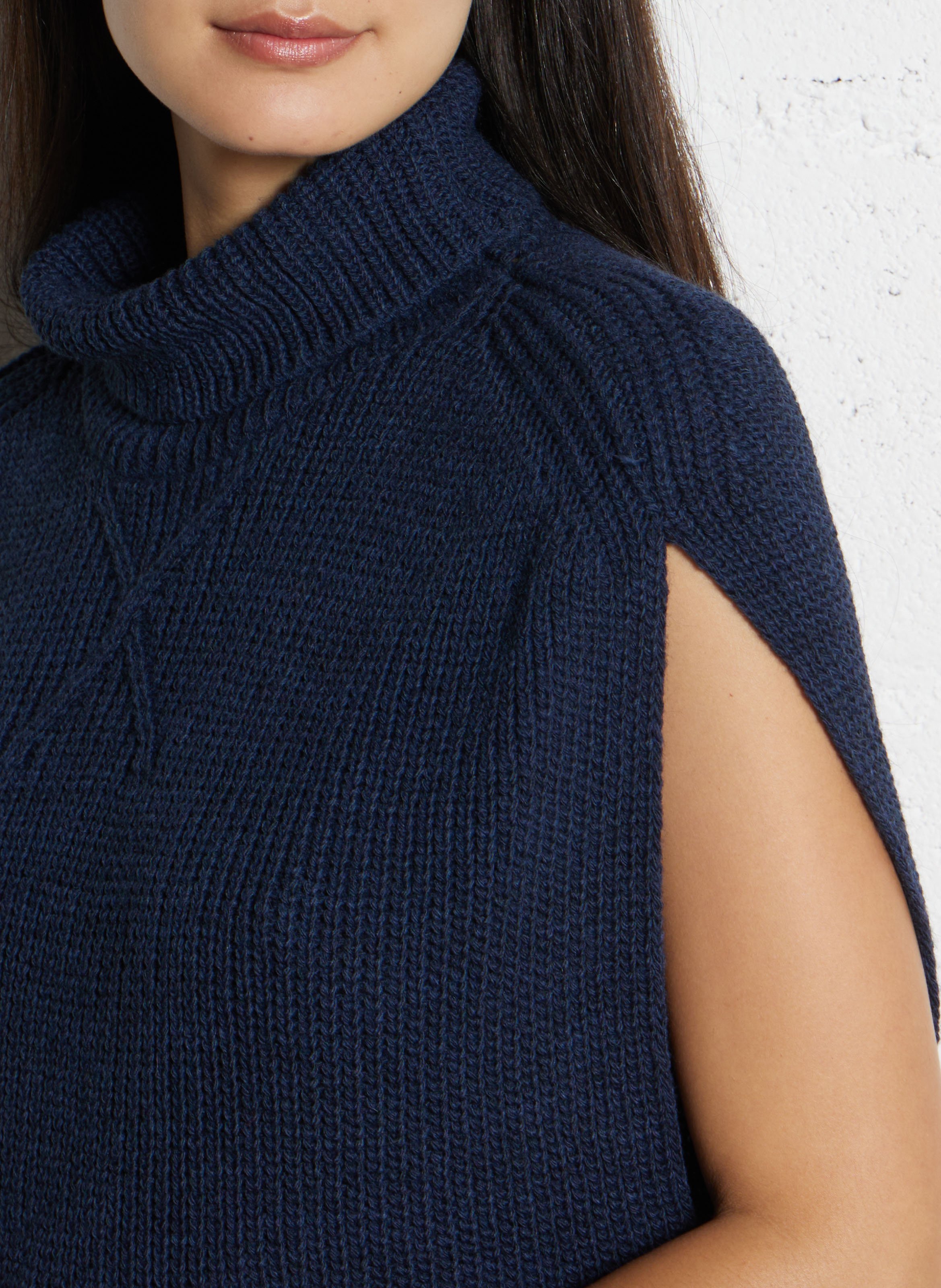 Pull oversize col roulé PLEASE Bleu