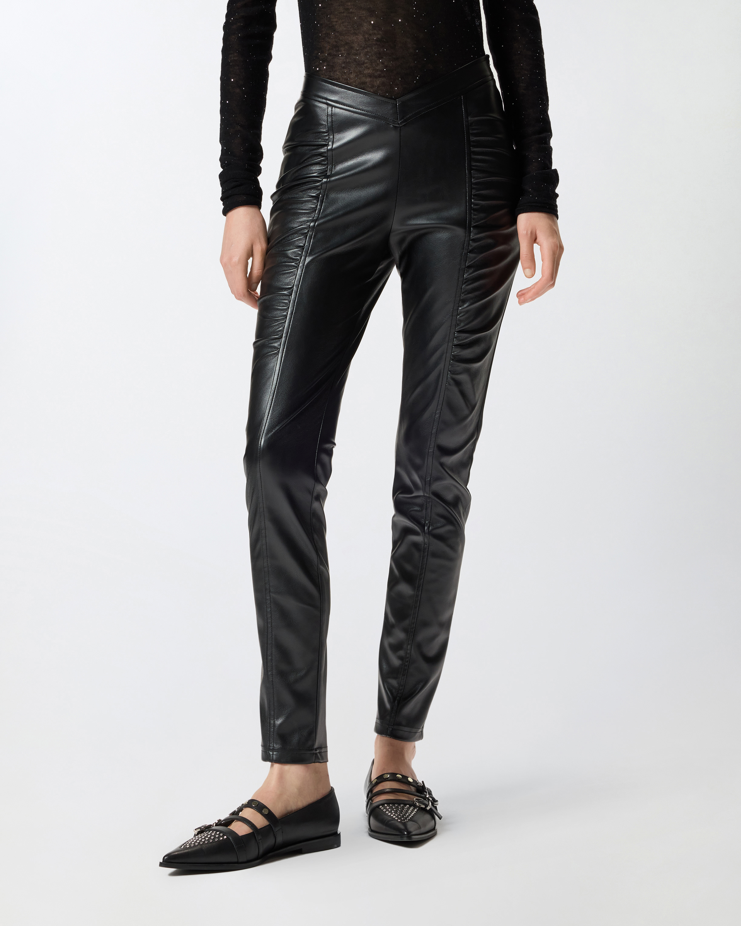Stretch leather effect leggings PINKO Black
