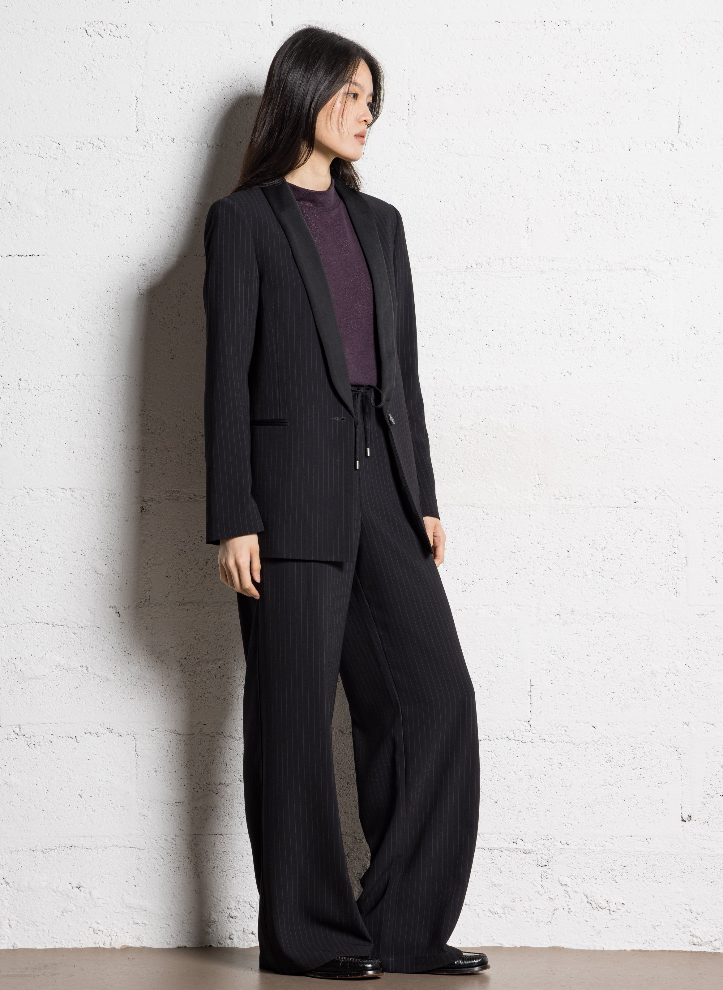 Straight-leg striped tailored pants IKKS Black