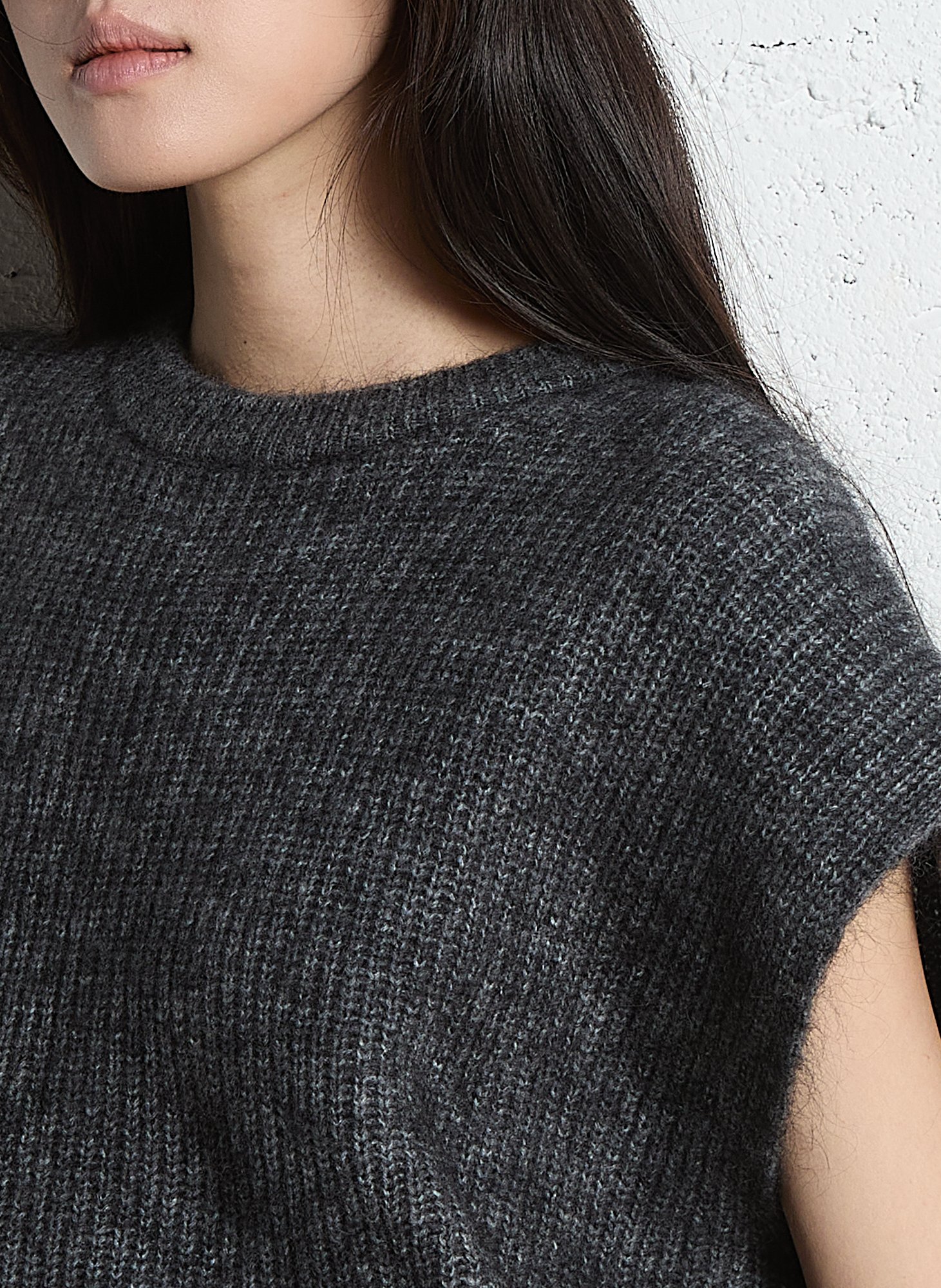 Pull oversize col rond en maille MAISON 123 Gris