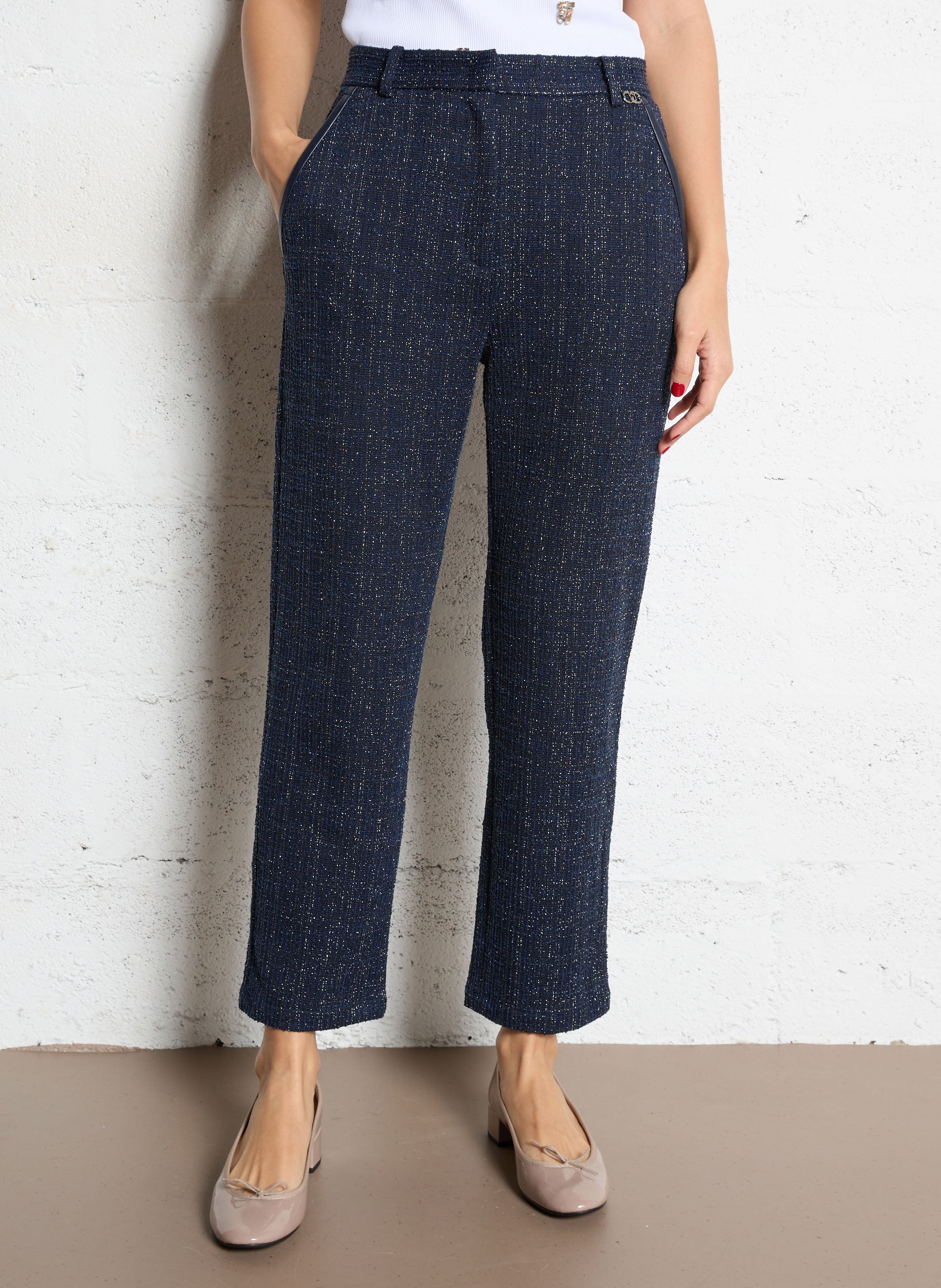 Pantalon droit en tweed LIU JO Bleu