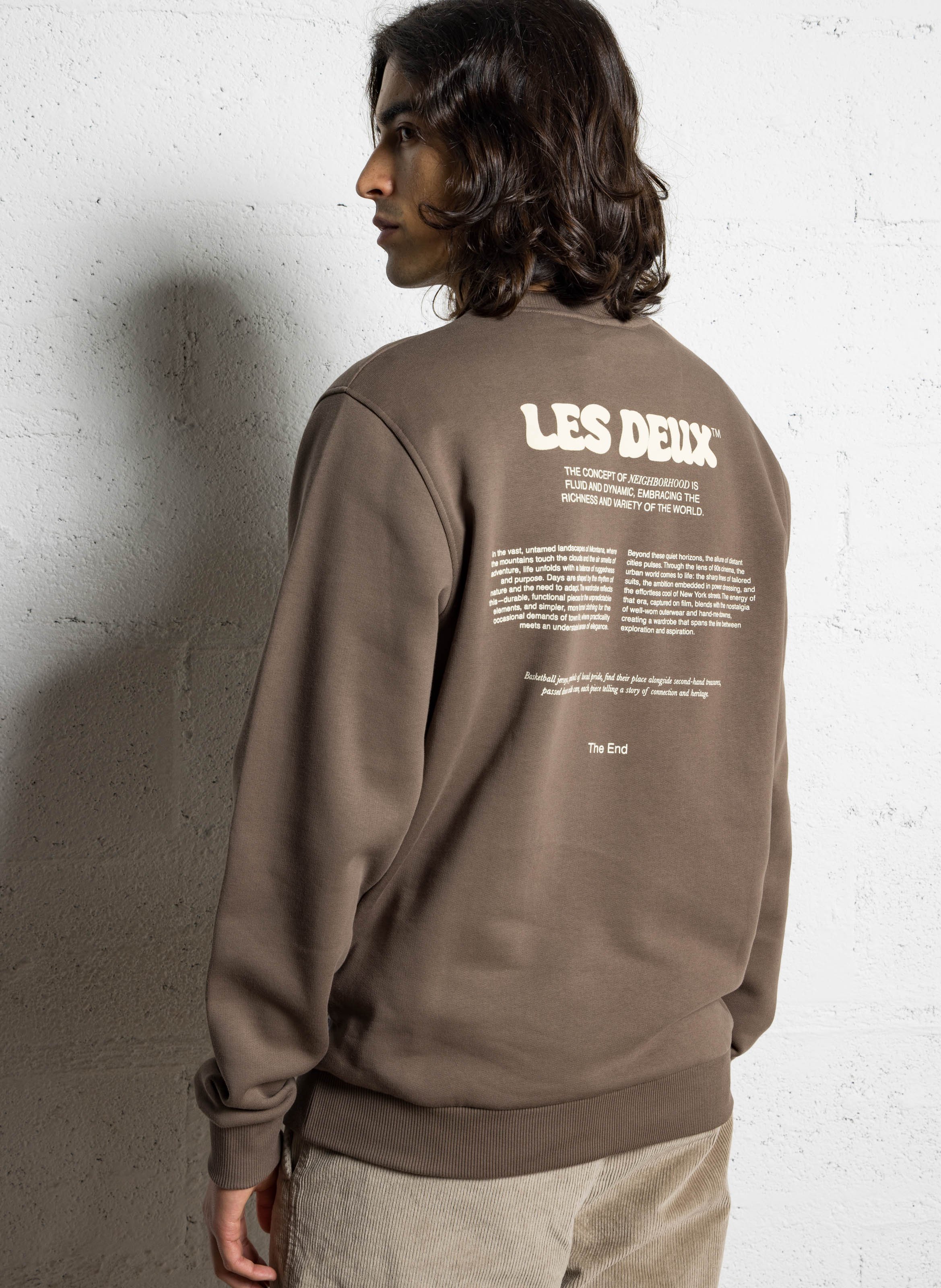 Straight round neck sweatshirt screen printed in organic cotton LES DEUX Beige