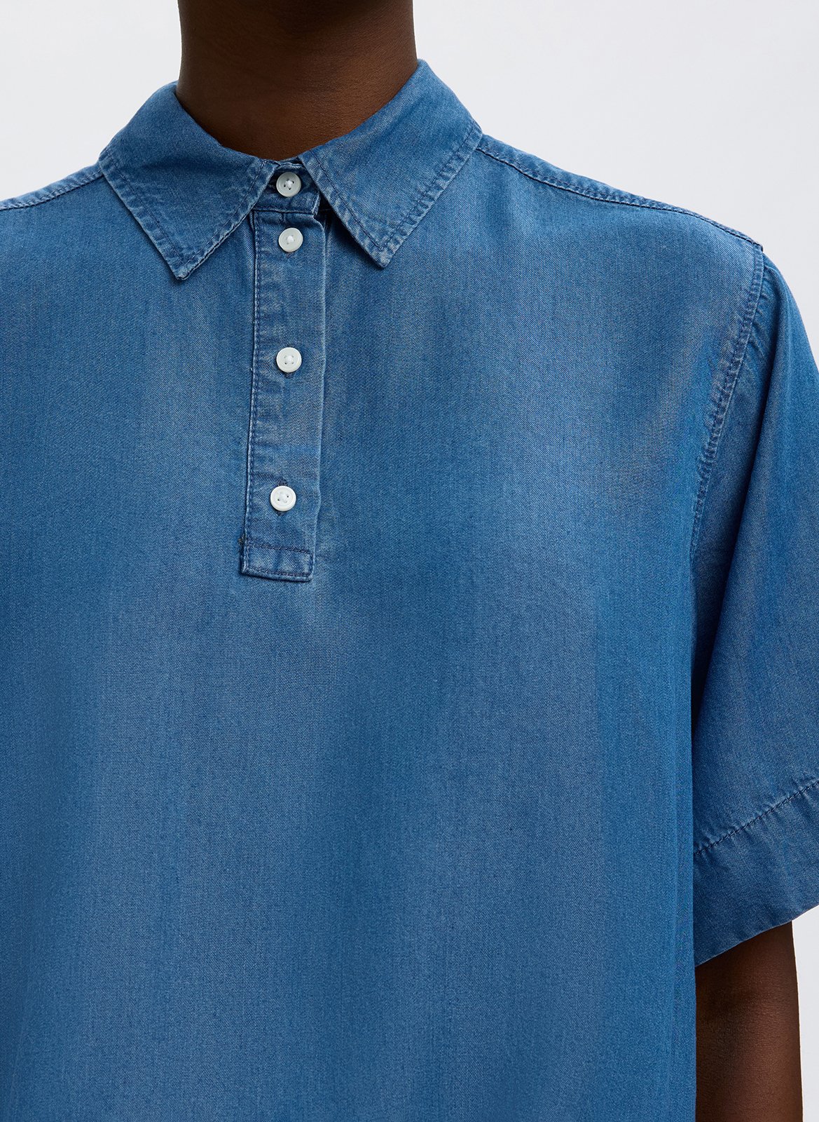 Loose-fitting polo top SELECTED Blue