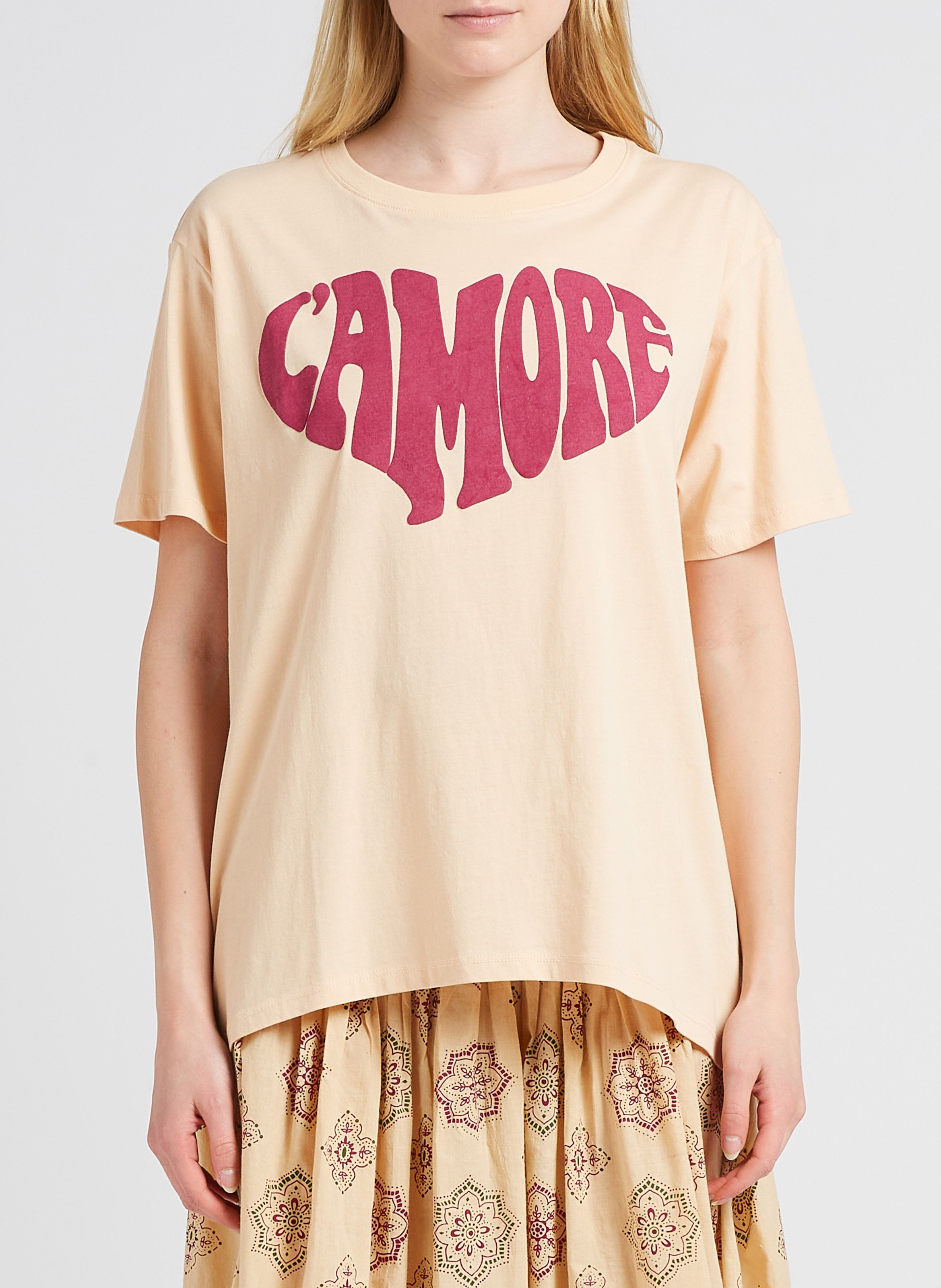 Rundhals-T-Shirt aus Baumwolle mit Siebdruck SWILDENS Beige