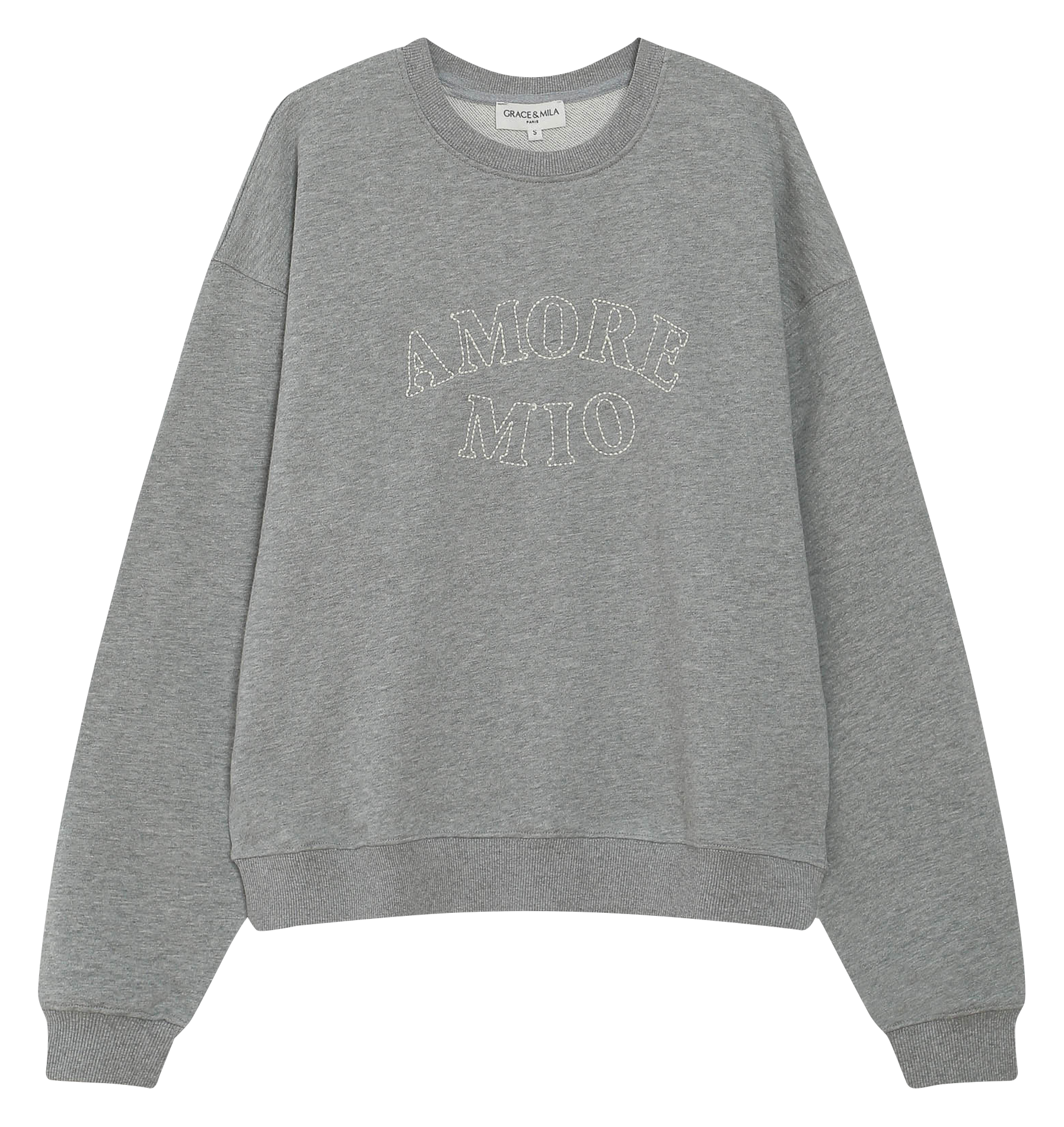 Cotton round-neck sweatshirt GRACE ET MILA Silver