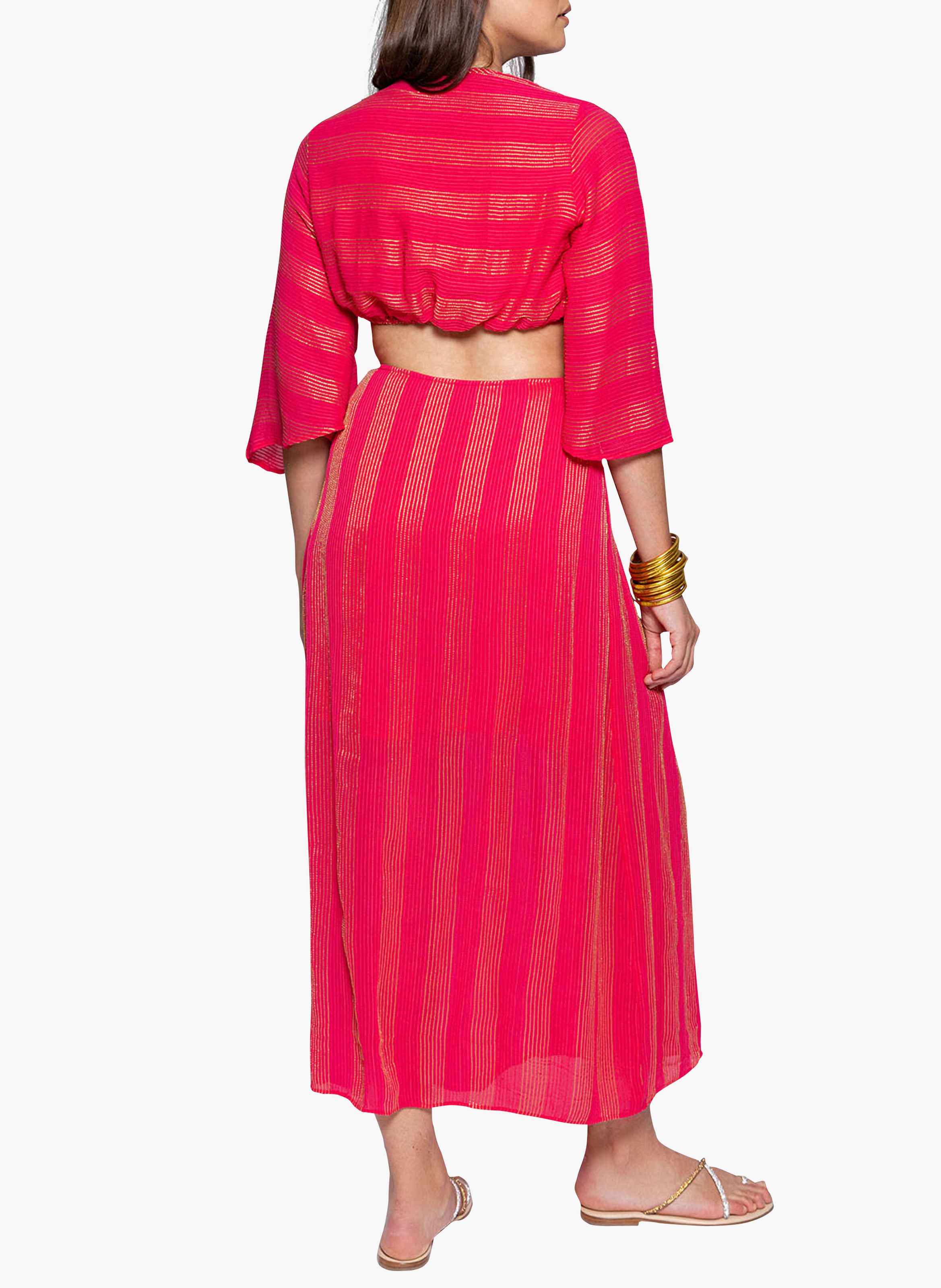 Robe longue col V avec ouvertures  SUNDRESS Rose