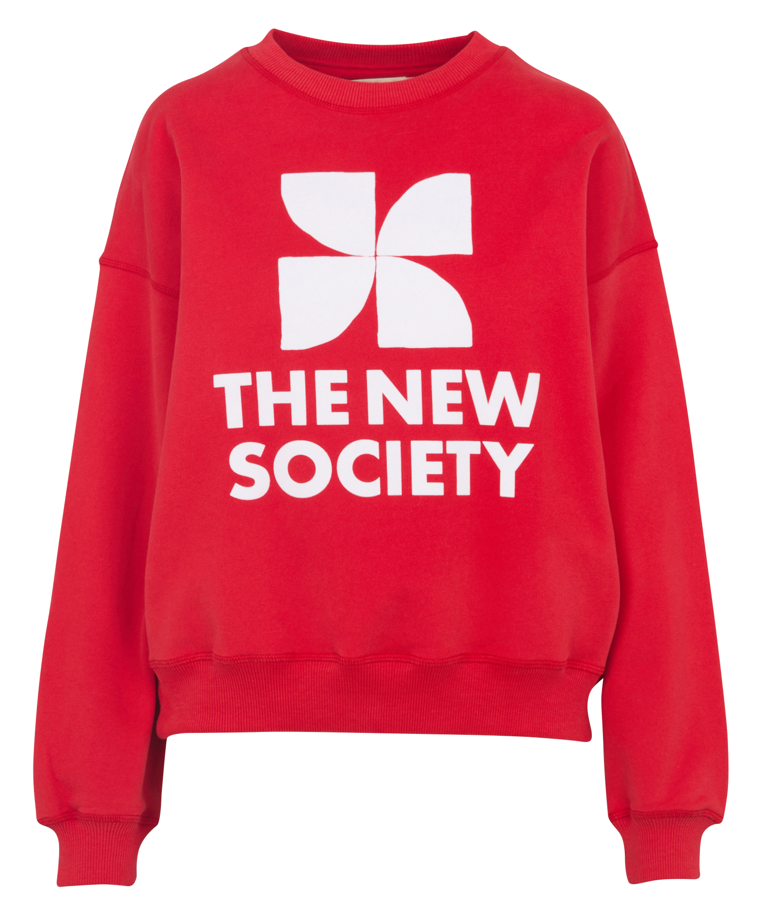 Sweat oversize col rond en coton THE NEW SOCIETY Rouge