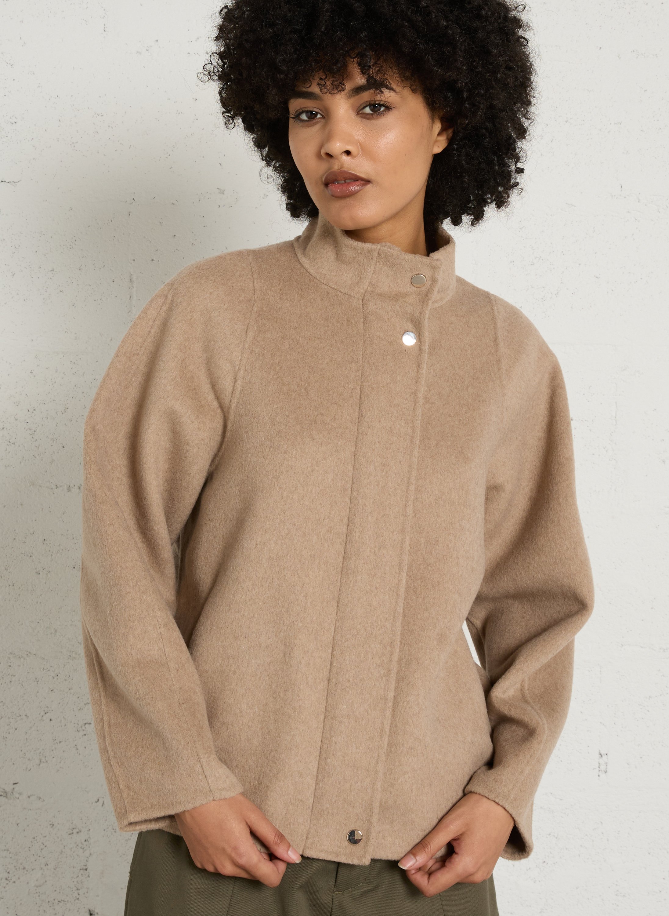 Manteau droit col montant zippé MAISON 123 Gris