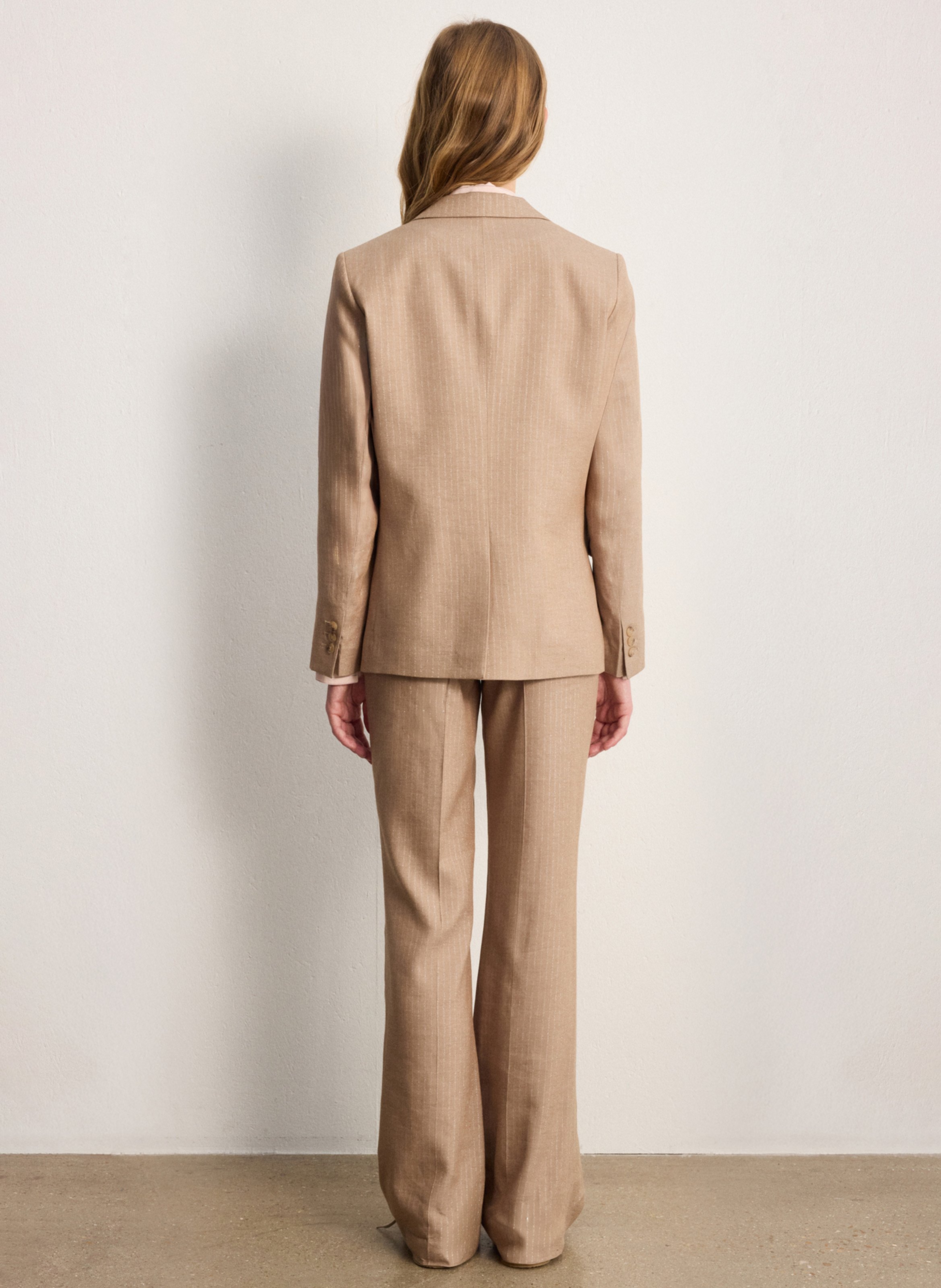 Veste tailleur droite rayée PABLO Beige
