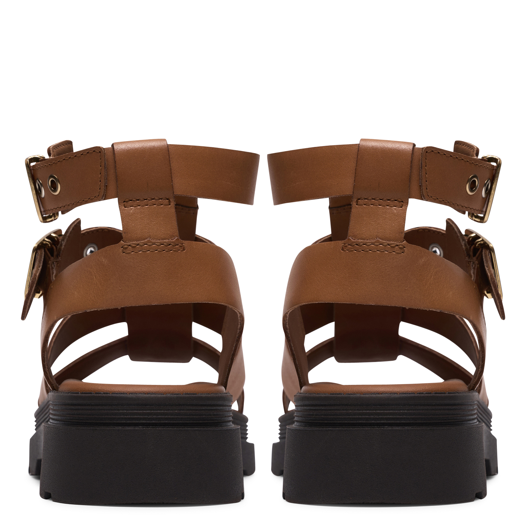 Aouda flat leather sandals CLARKS Brown