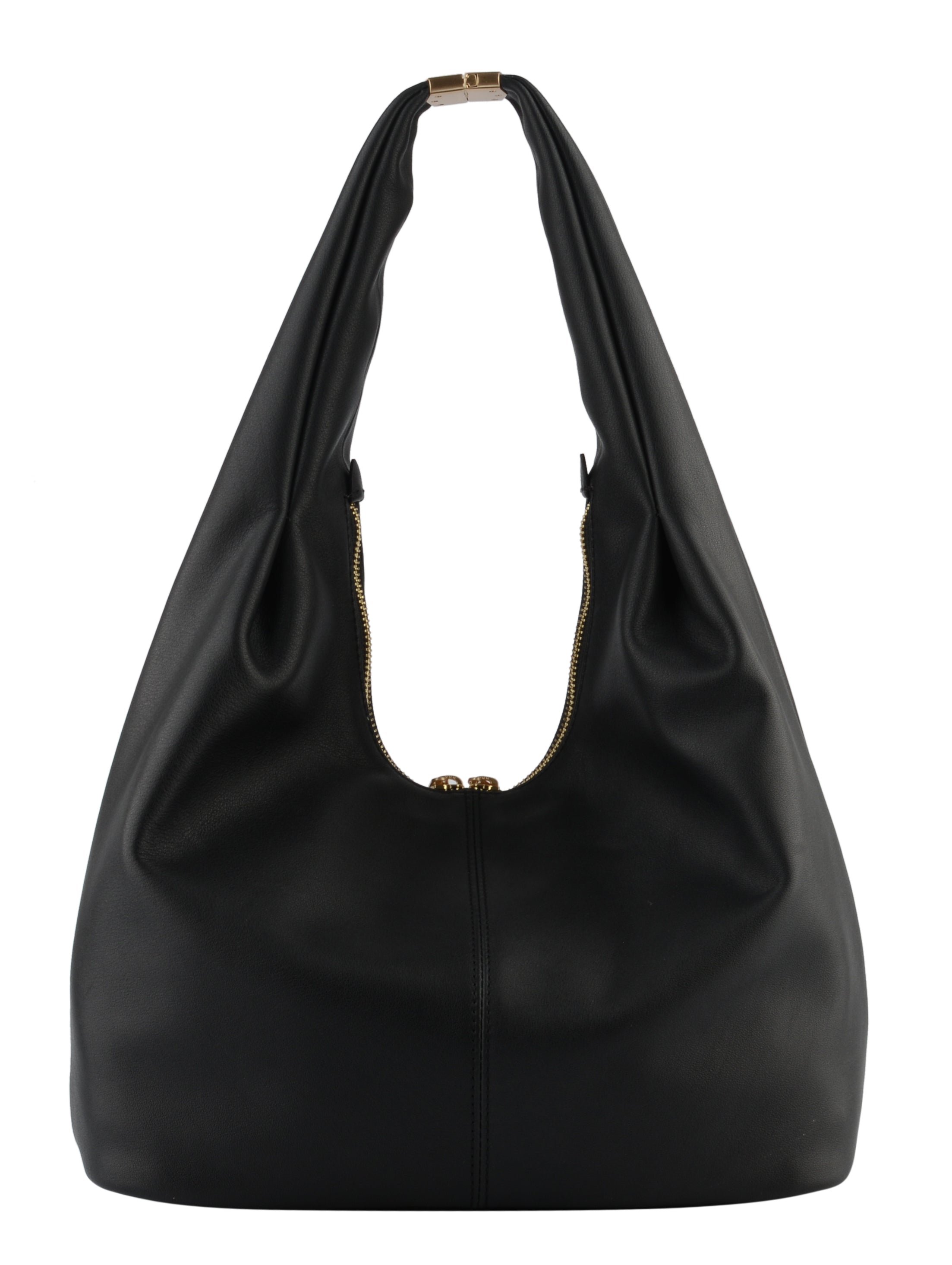 Calfskin leather shoulder bag Black