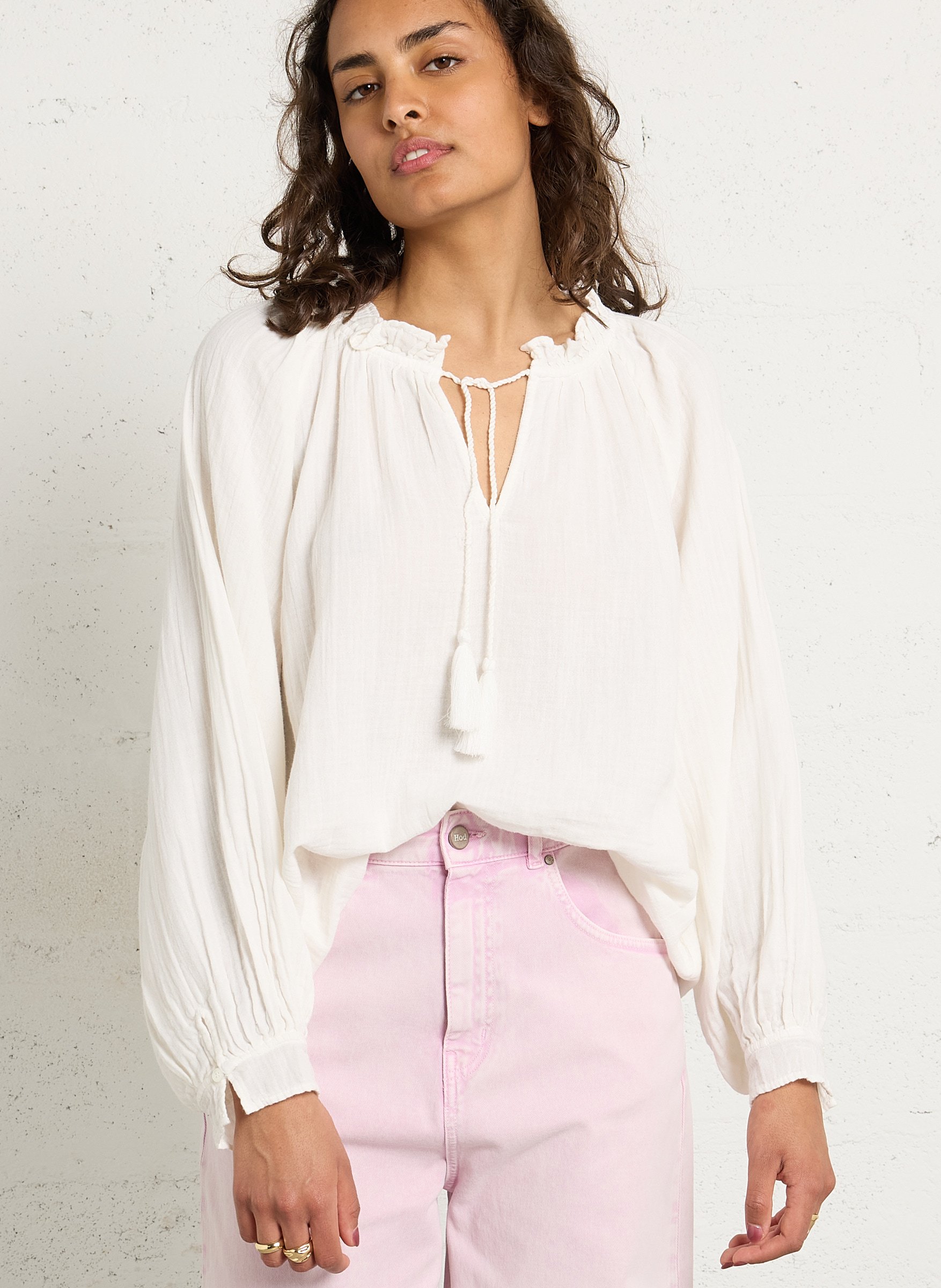 Blouse col V en coton LA PETITE ETOILE