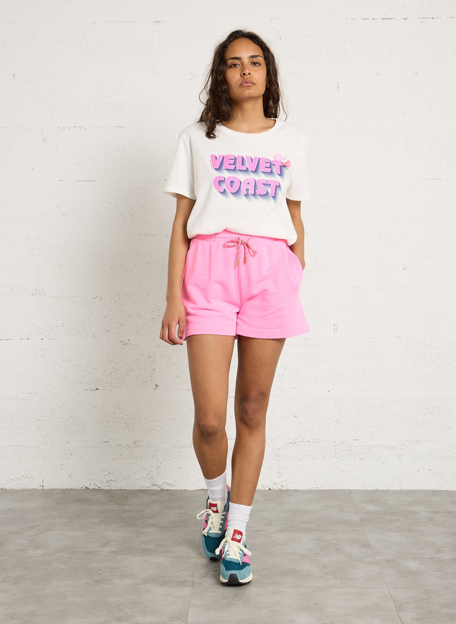 Tee-shirt ample col rond sérigraphié en coton NEWTONE Blanc