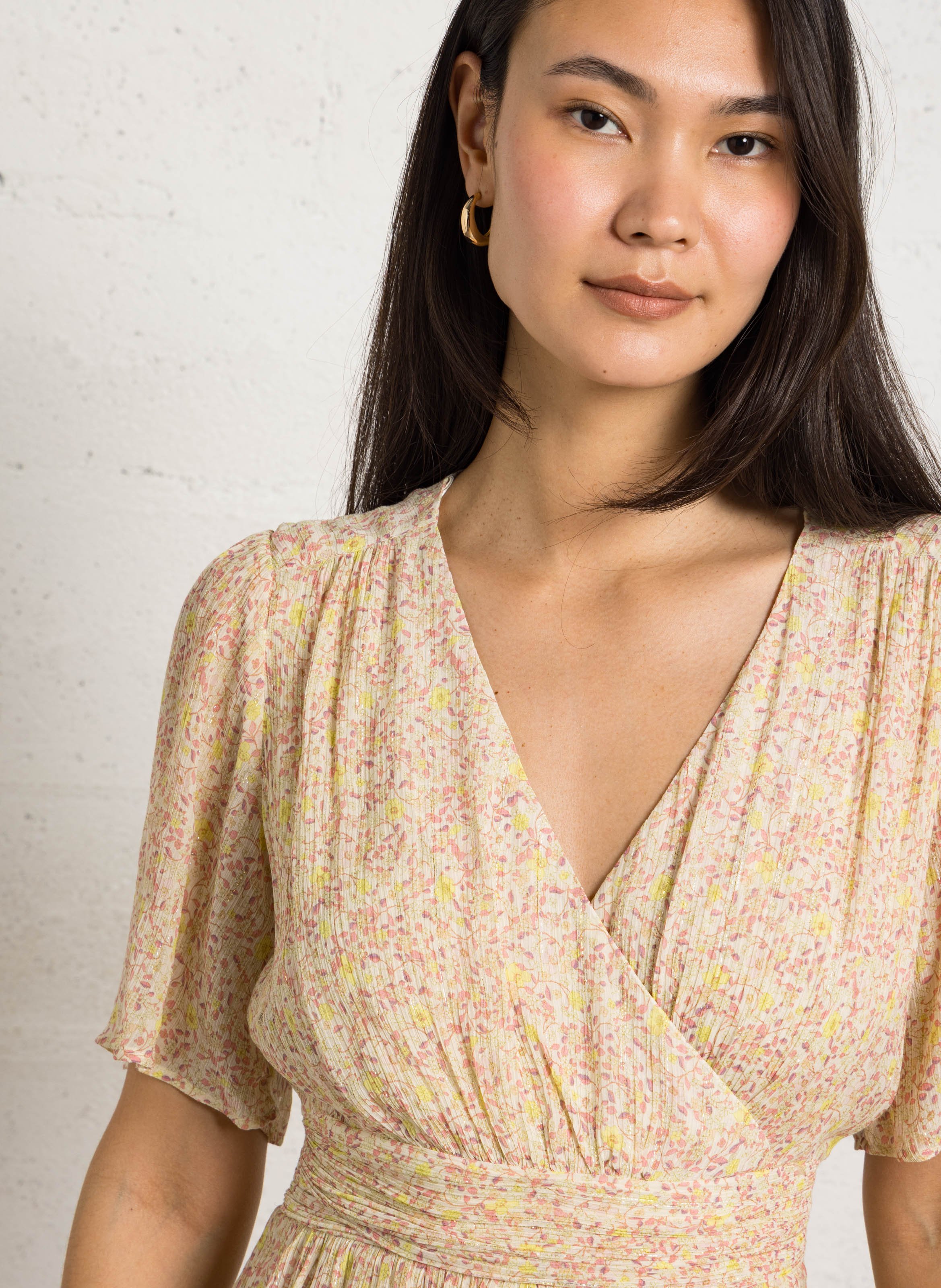 Korte jurk met kraag Geel