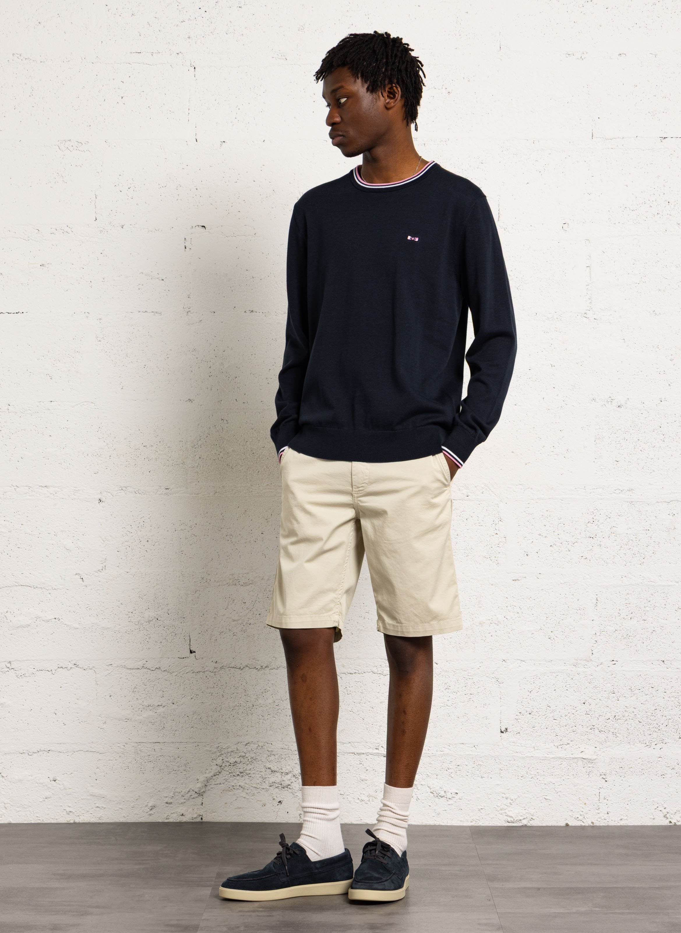 Straight-leg cotton-blend Bermuda shorts EDEN PARK Beige