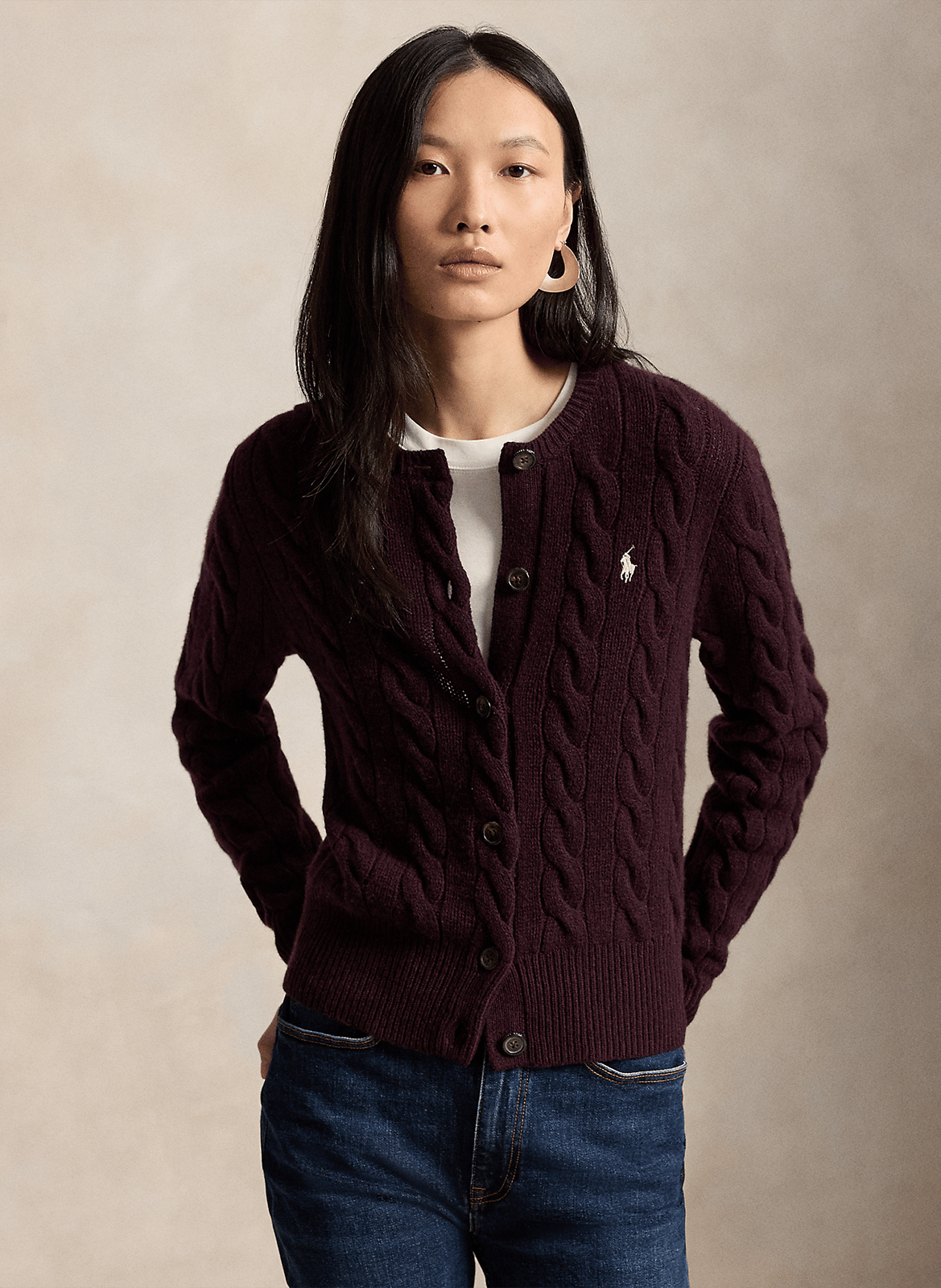 Gilet col rond en laine mélangée POLO RALPH LAUREN