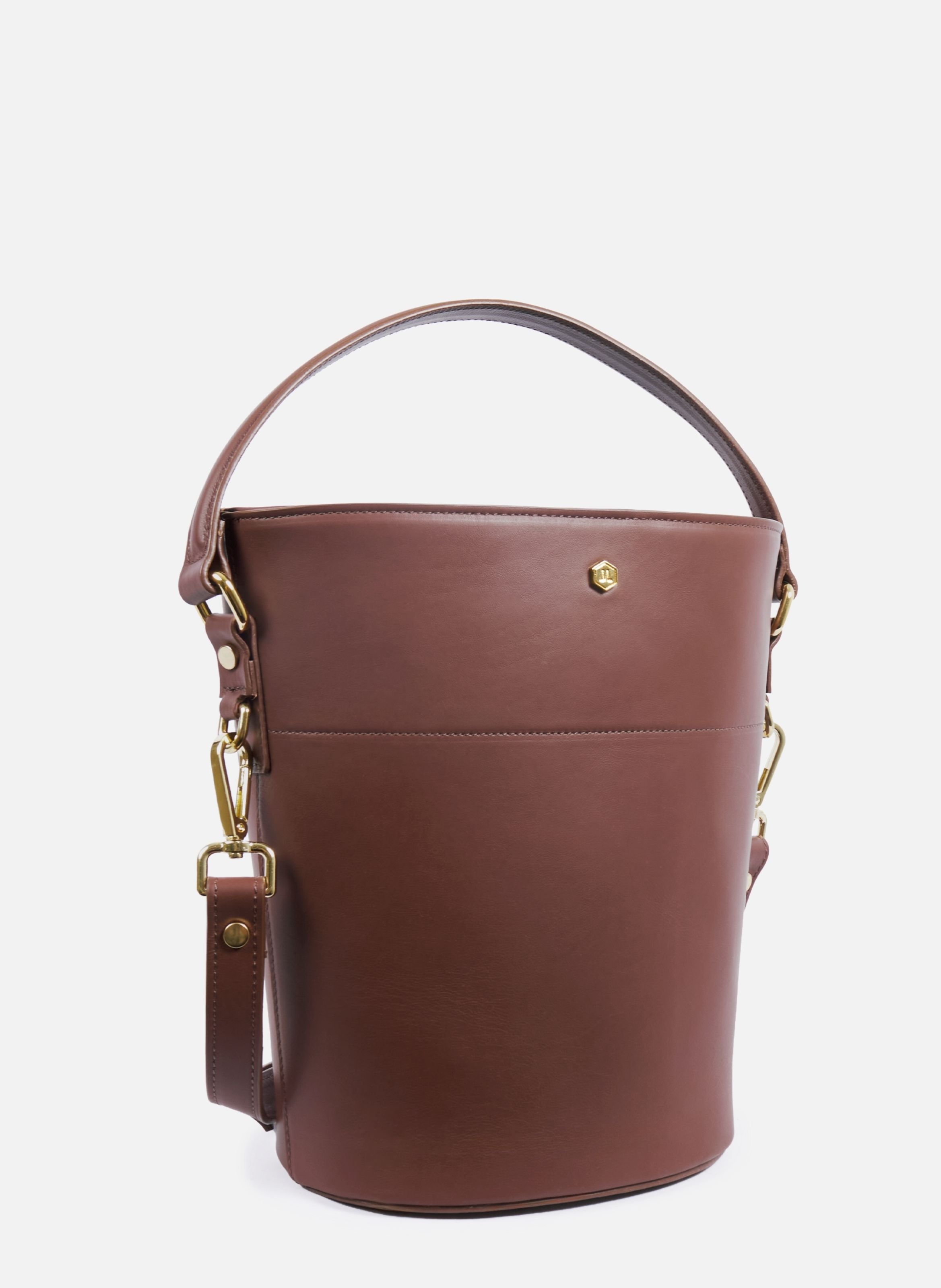 Margot bucket bag in leather JULES & JENN Brown