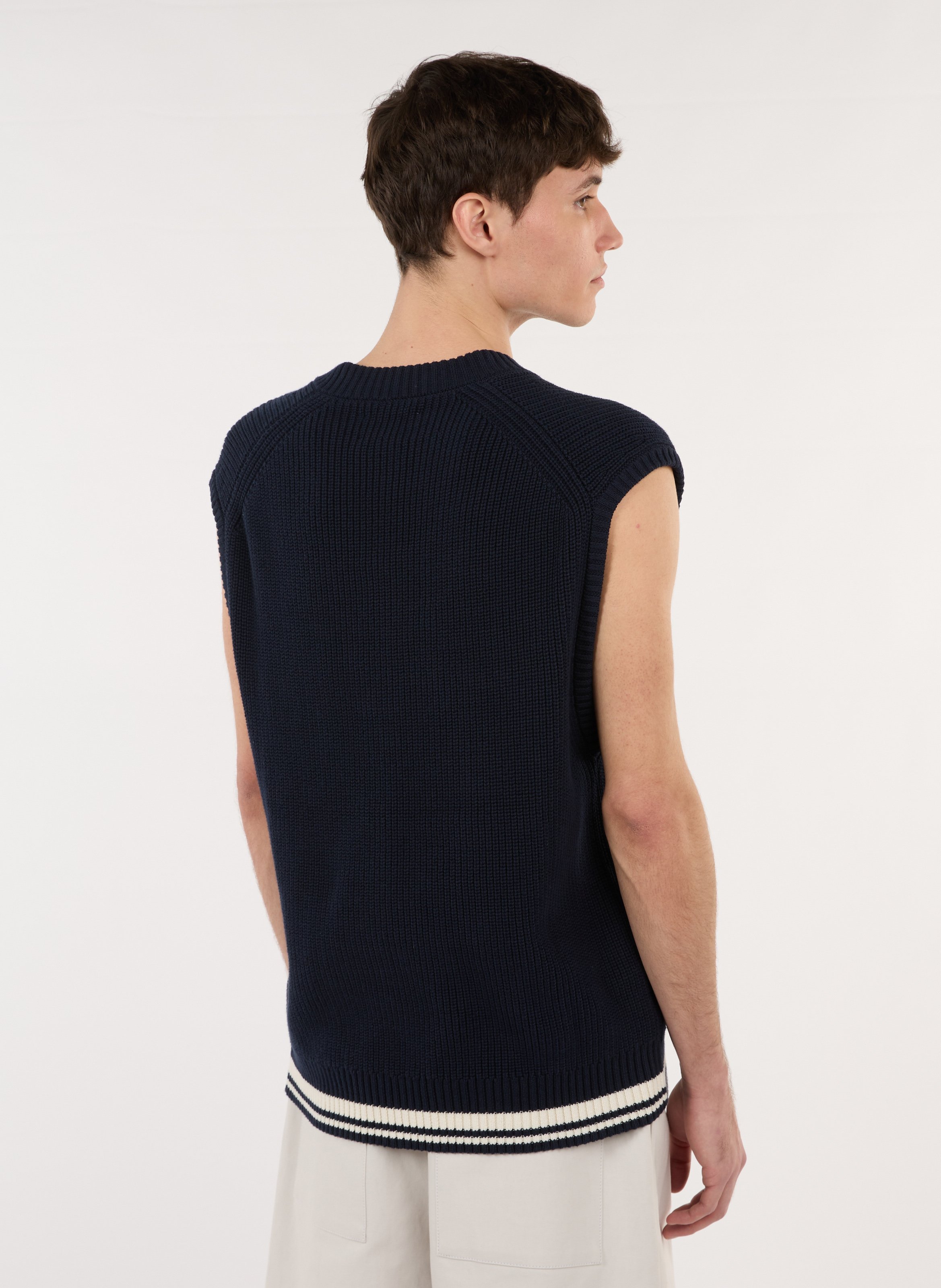 Blauw-witgestreepte trui met V-hals Héritage SAISON 1865 Blauw
