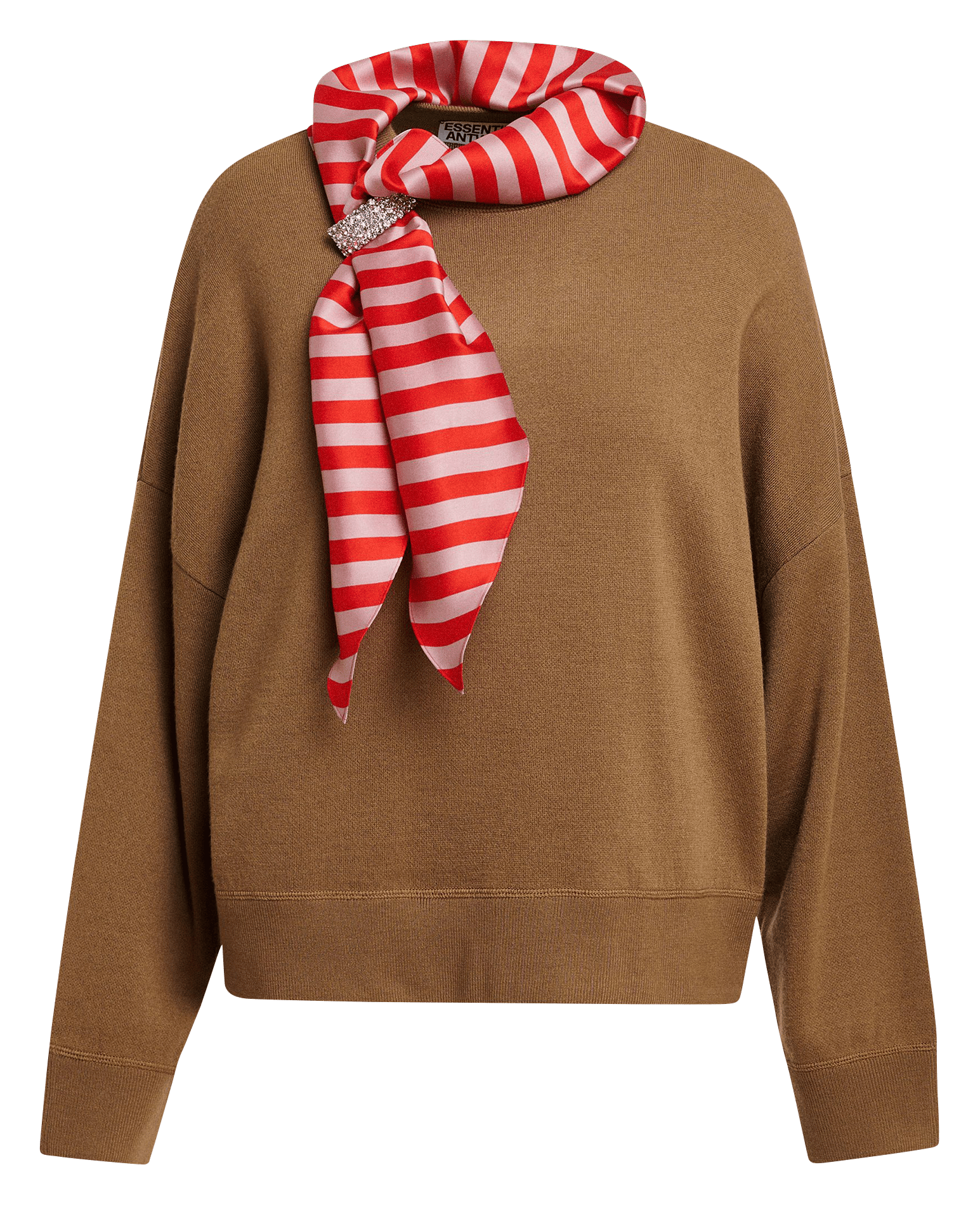 Weites Pullover mit gestreiftem Schal ESSENTIEL ANTWERP Braun