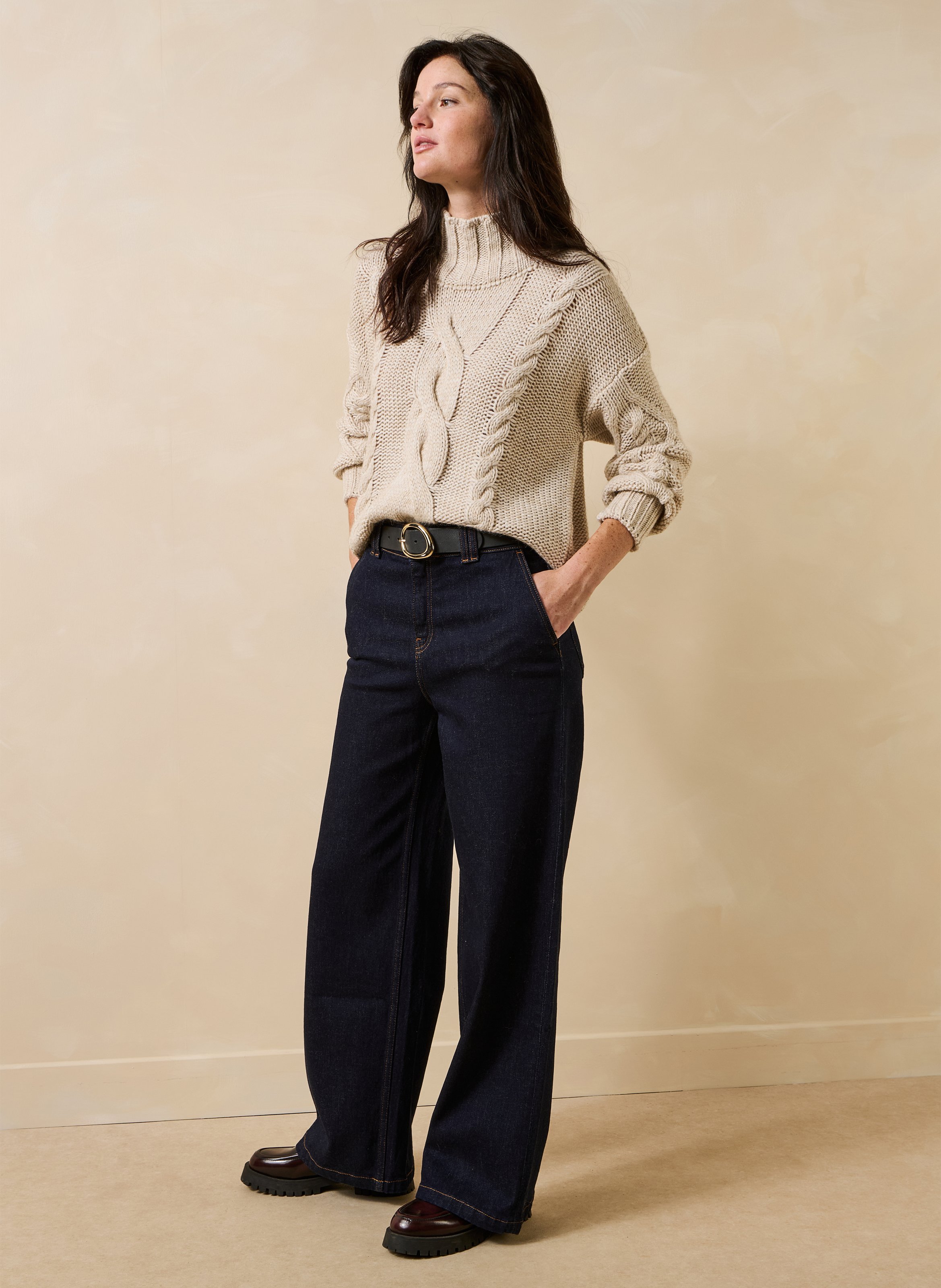 Mixed wool knit sweater LA FEE MARABOUTEE Beige