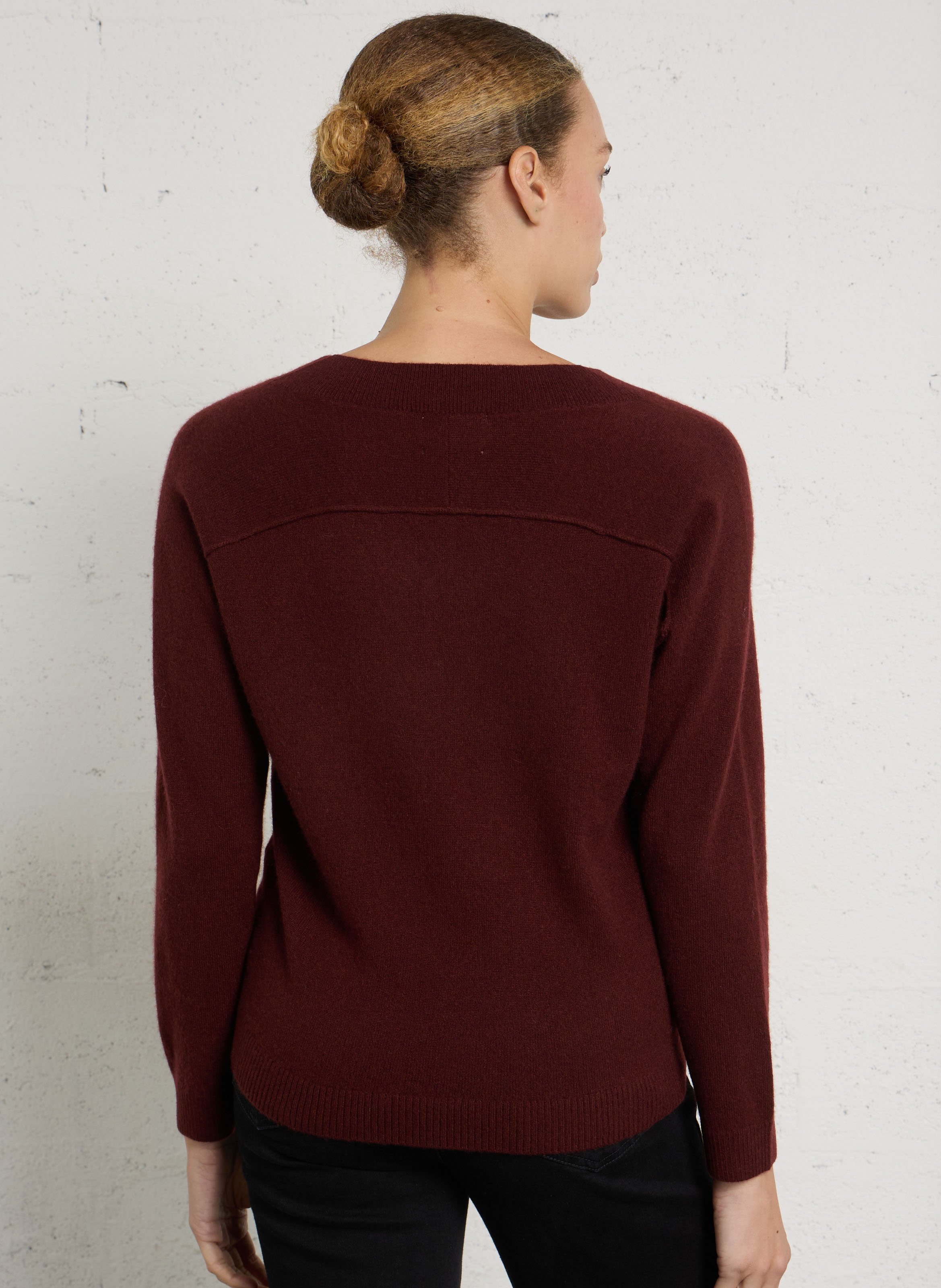 Pull droit col V en cachemire MAISON 123 Rouge