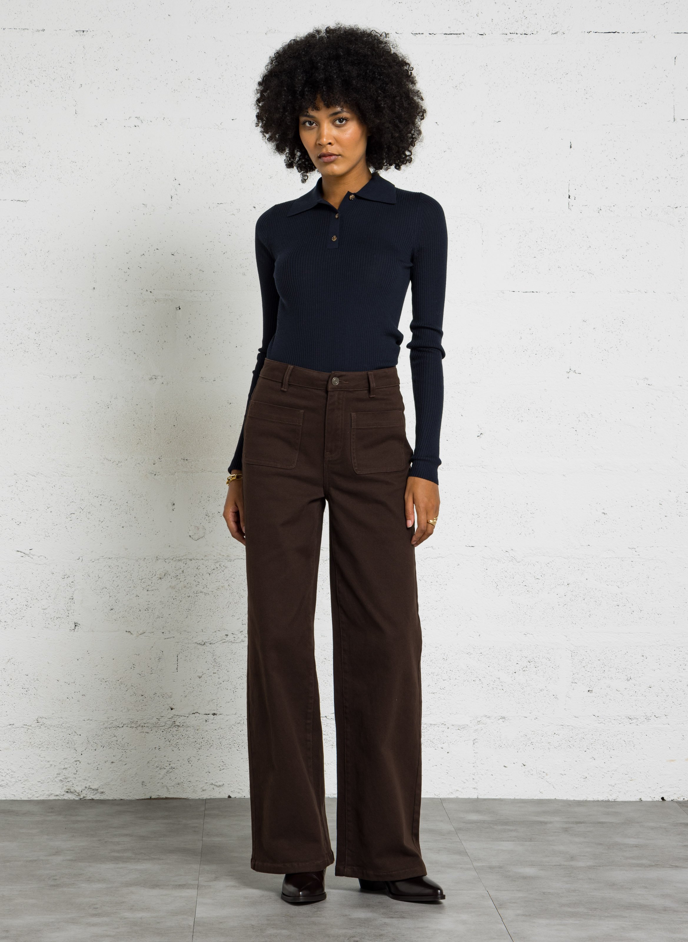 Schlanker Pullover mit Polokragen aus Mohair JC SOPHIE Blau