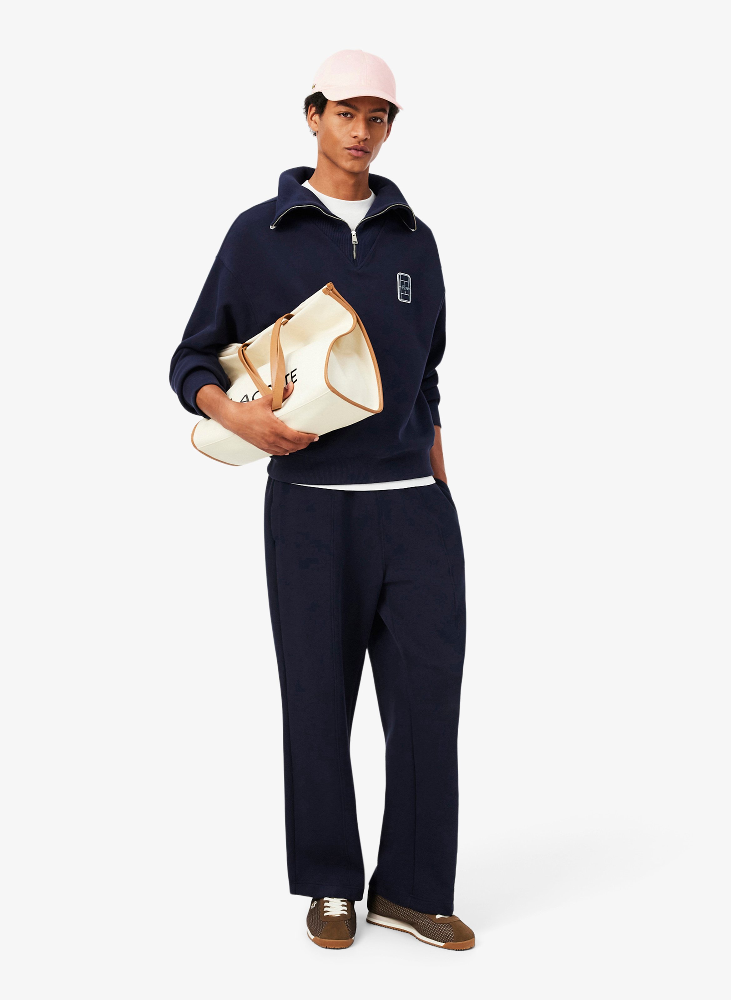 Casquette réglable brodée en coton LACOSTE Rose
