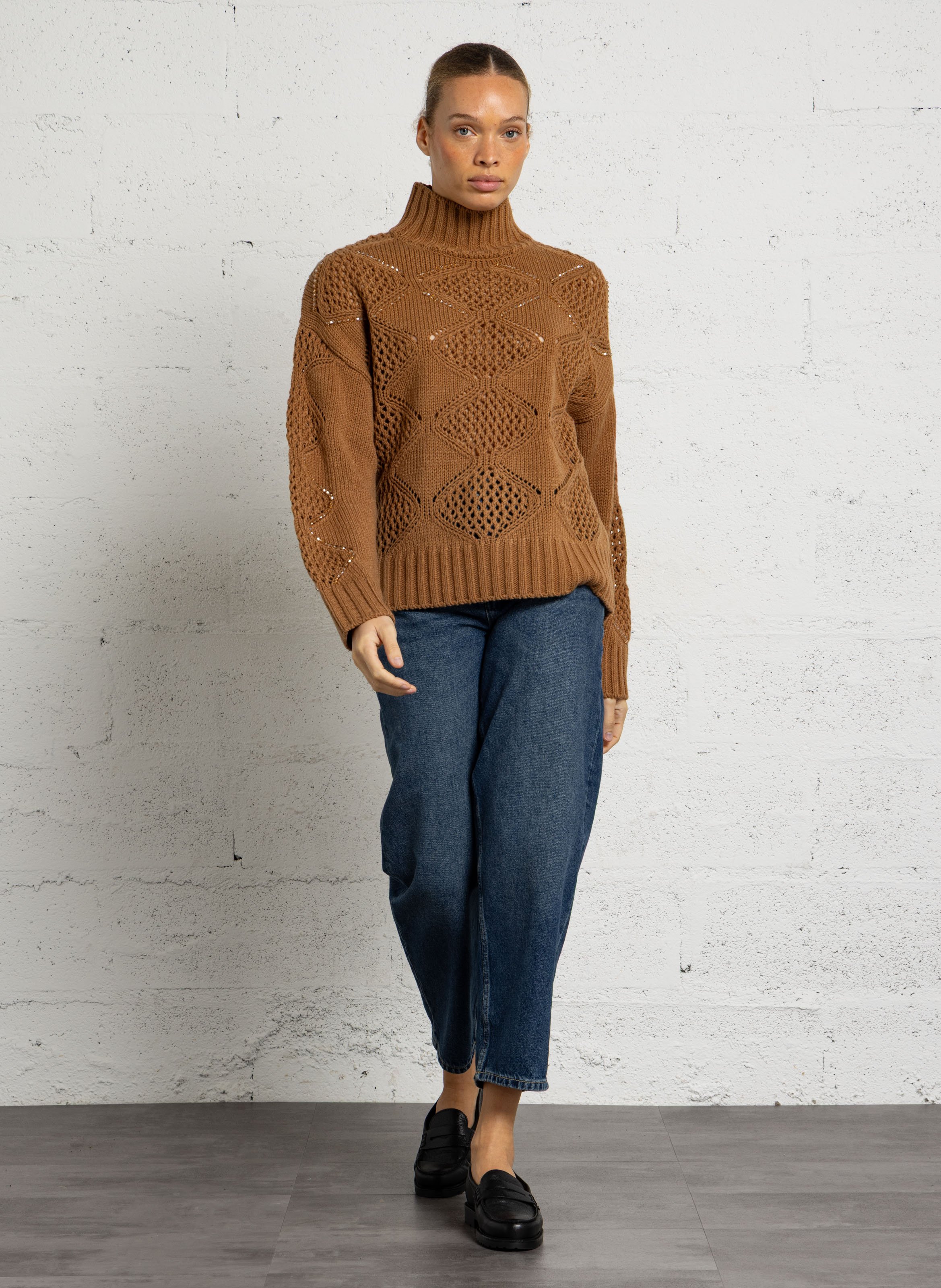 Turtleneck poncho LIU JO Brown