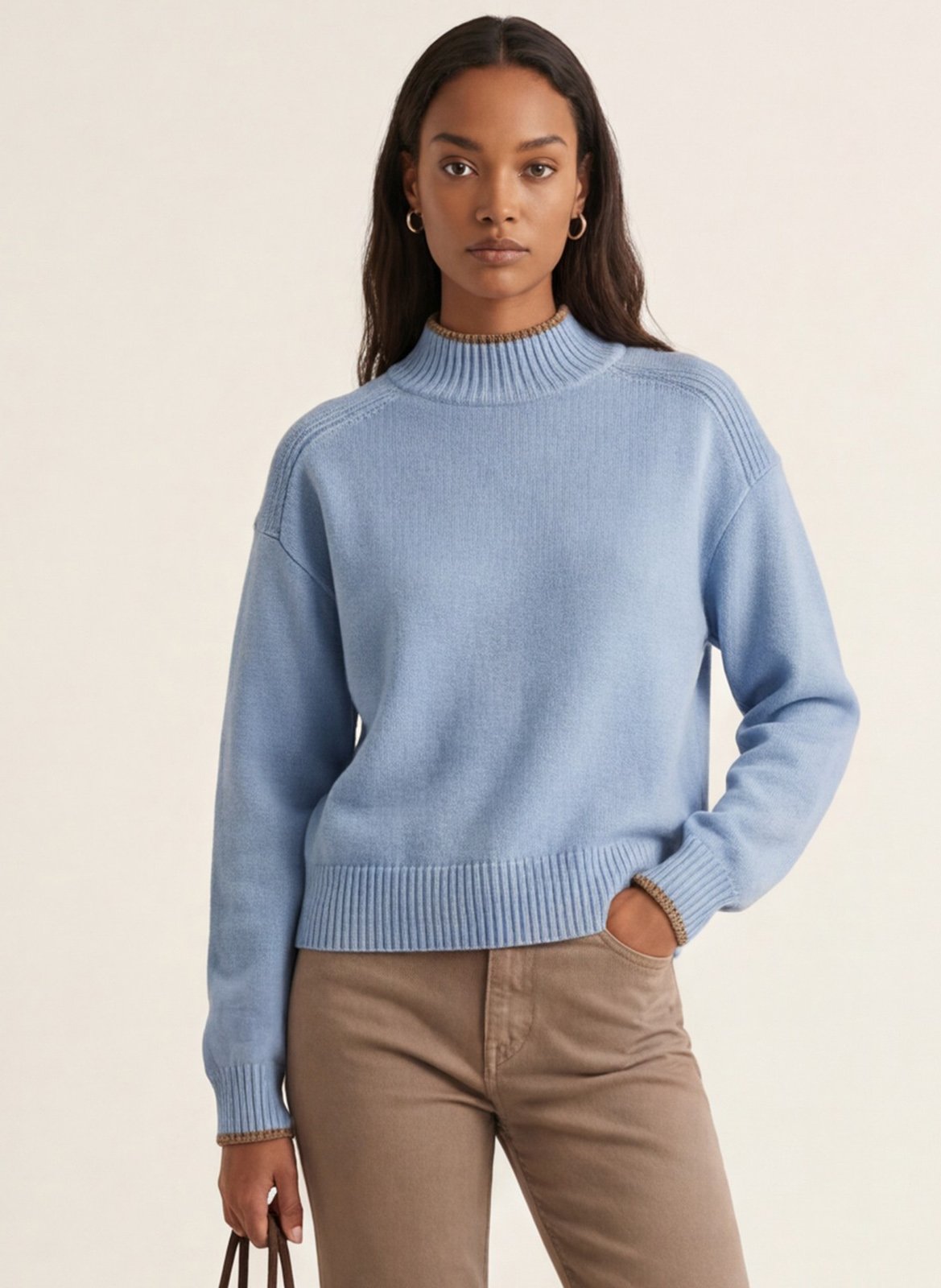 Pull droit col montant en laine mélangée KOOKAI