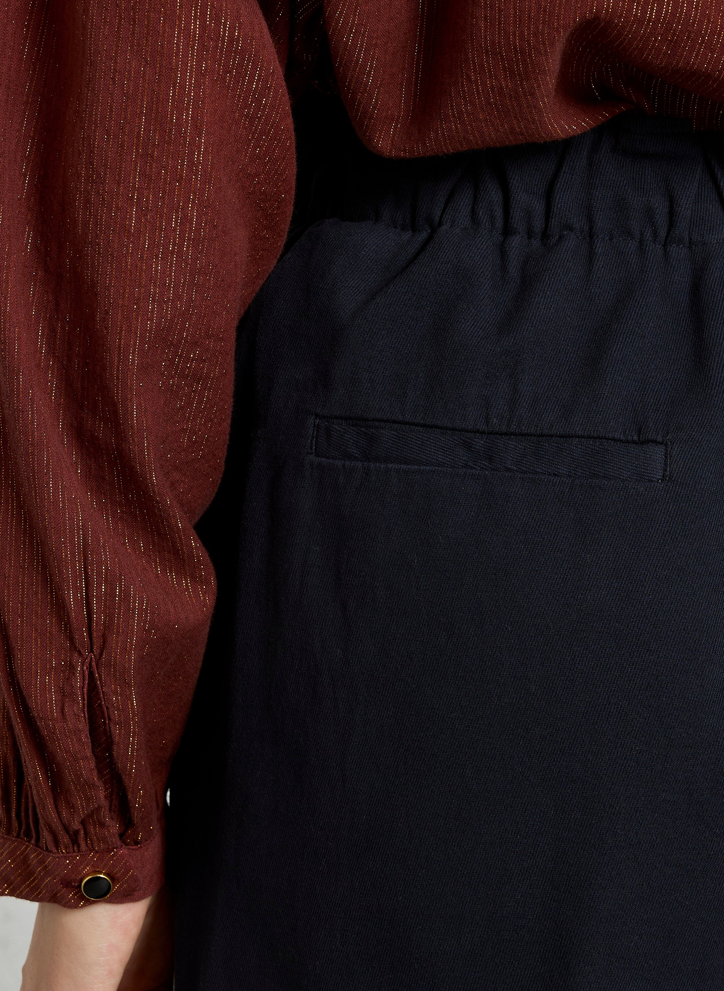 Wide-leg trousers in cotton and wool POMANDERE Blue