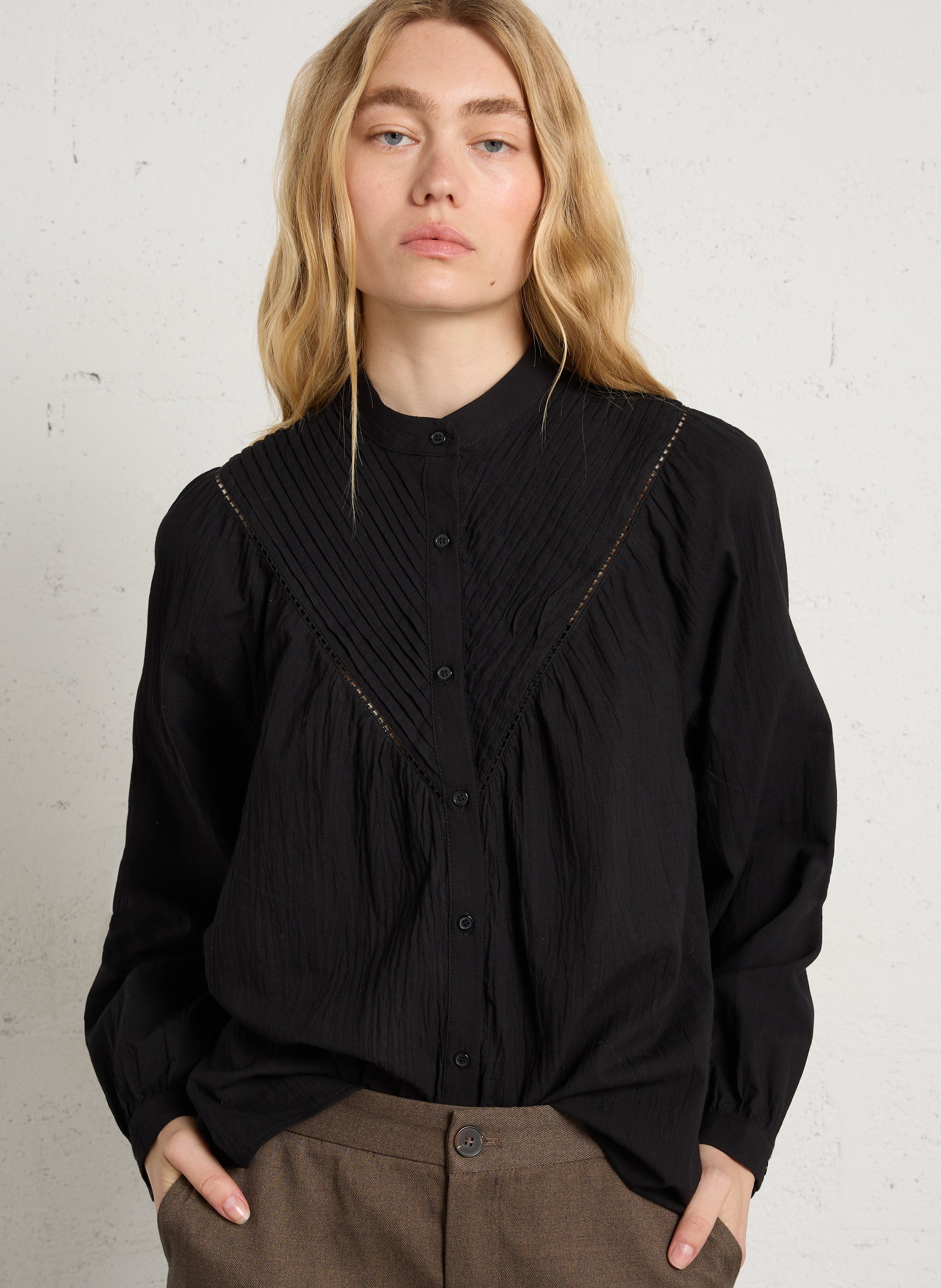 Katoenen blouse met ronde hals THE KORNER