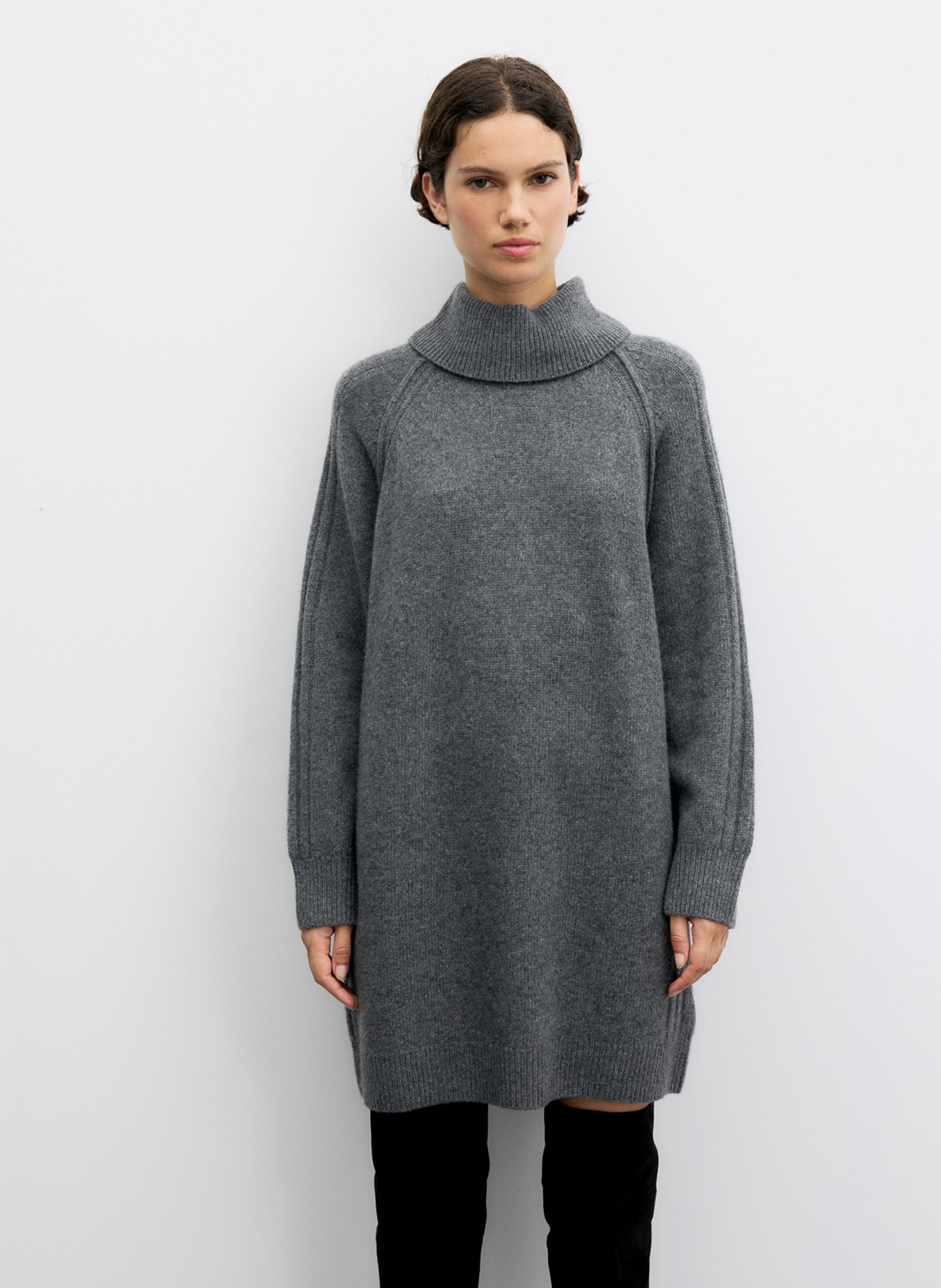 Wool and cashmere turtleneck dress GERARD DAREL Grey