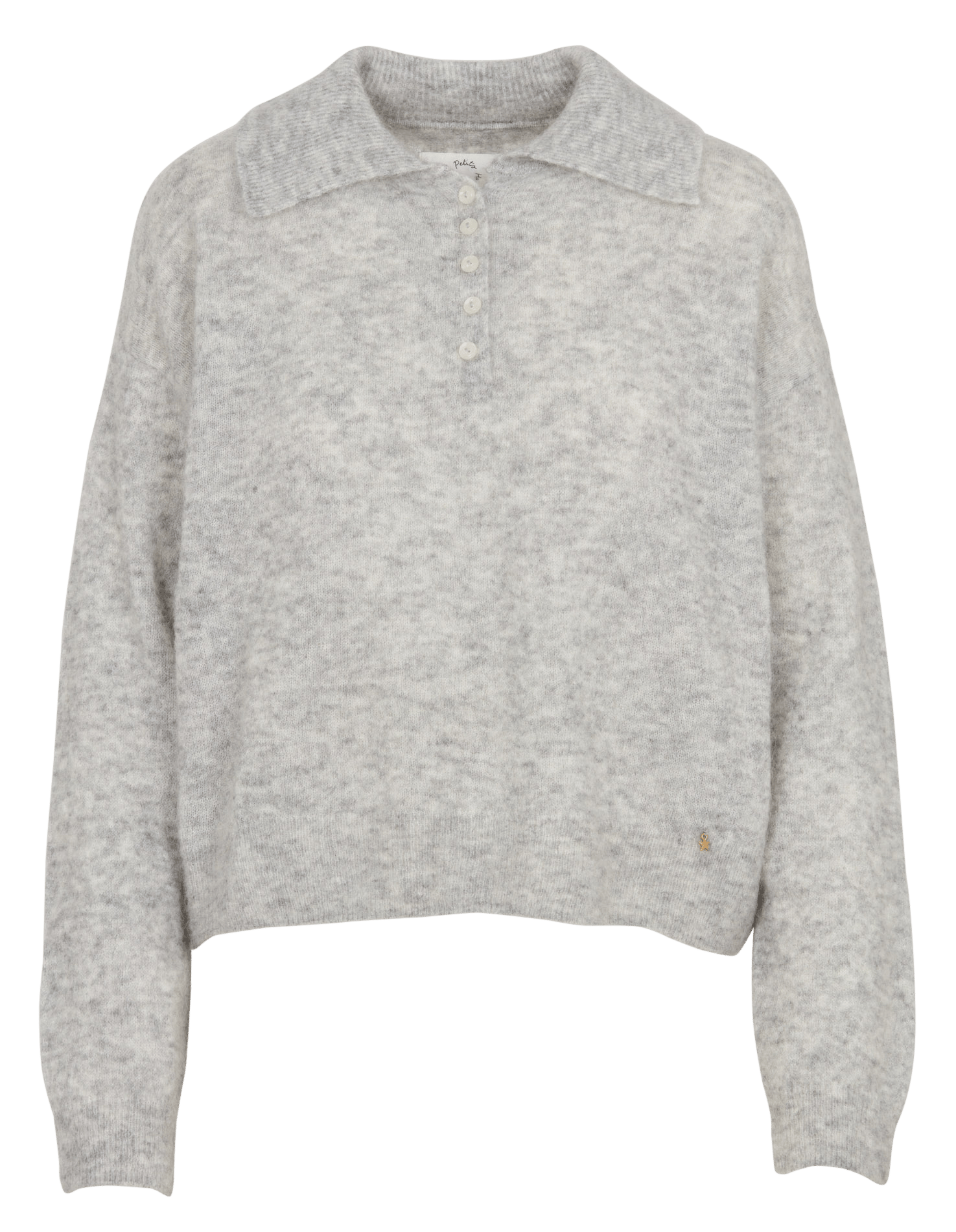 Straight fit polo collar sweater in blended wool DES PETITS HAUTS Grey