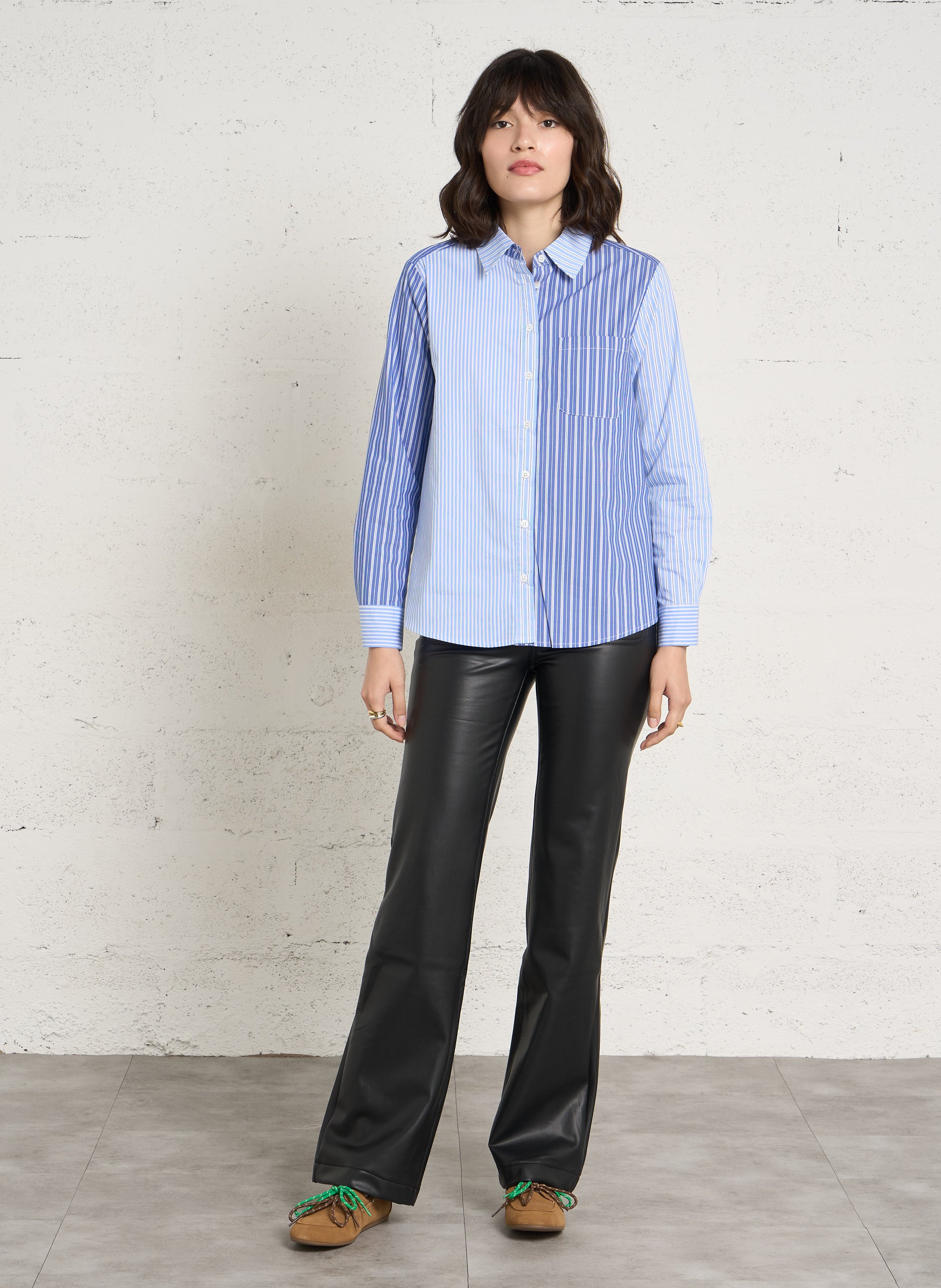 Pantalon droit effet cuir LA PETITE ETOILE Noir