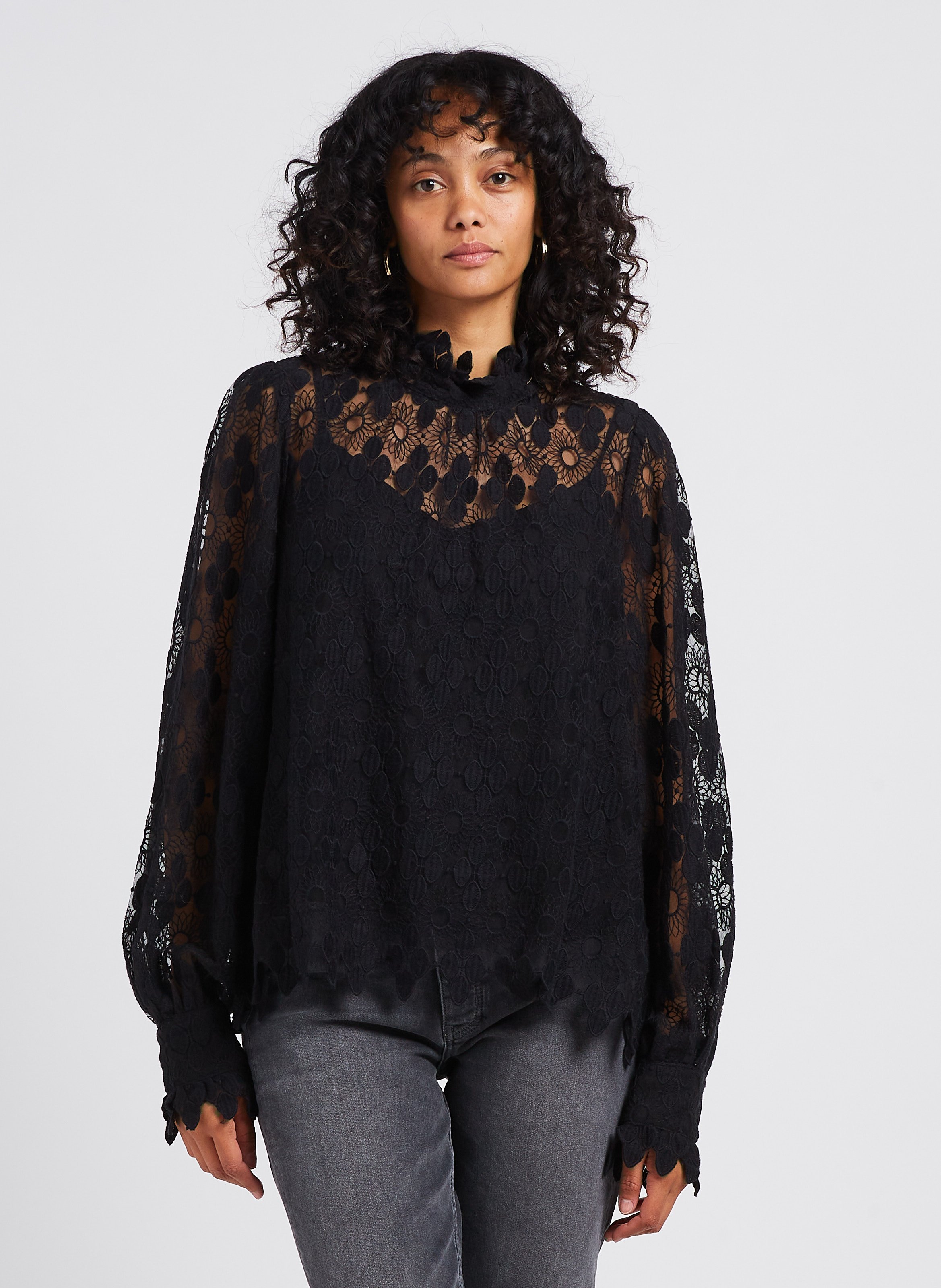 Black high outlet neck blouse uk